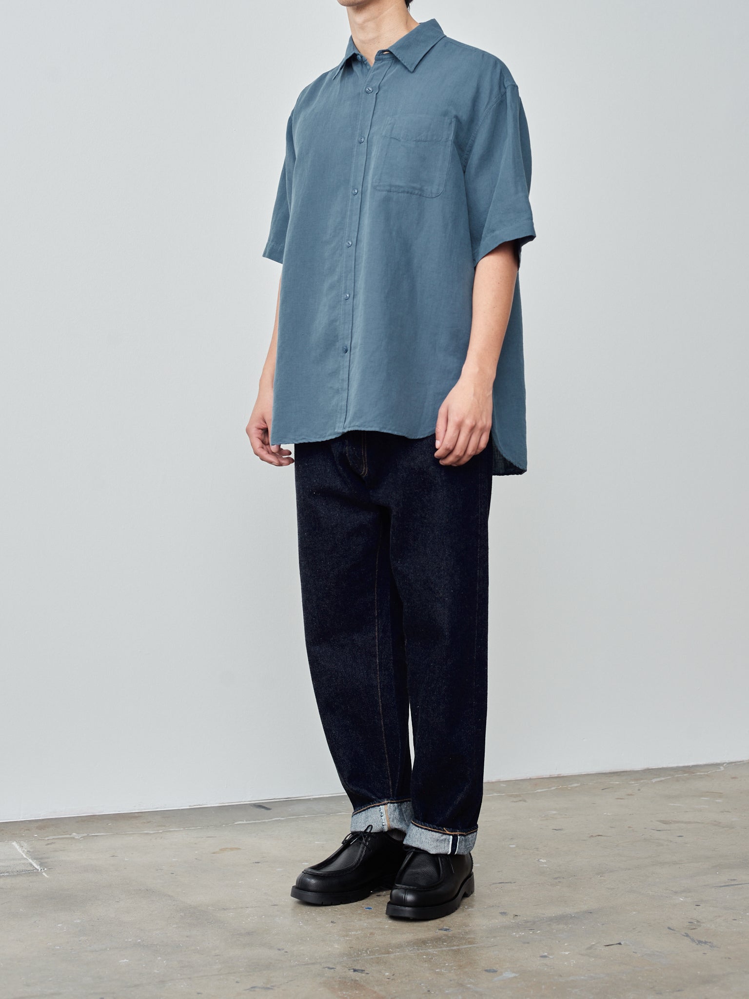 Namu Shop - Yoko Sakamoto Open Collar Shirt - Blue
