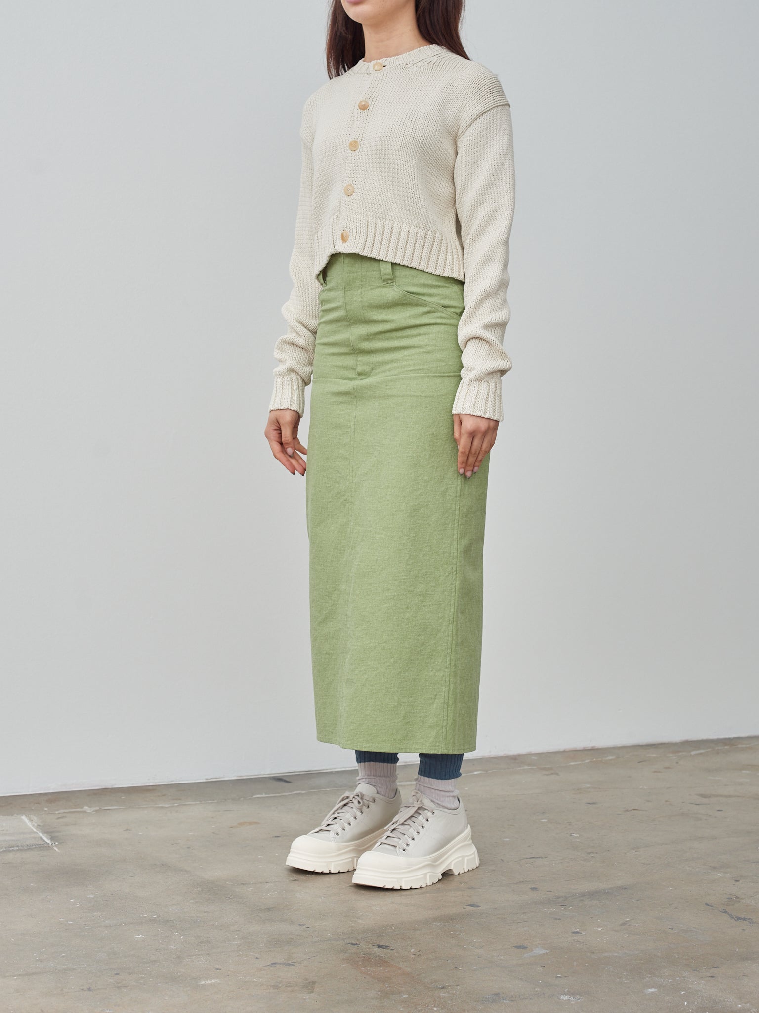 Namu Shop - Auralee Washed Hard Twist Canvas Skirt - Green