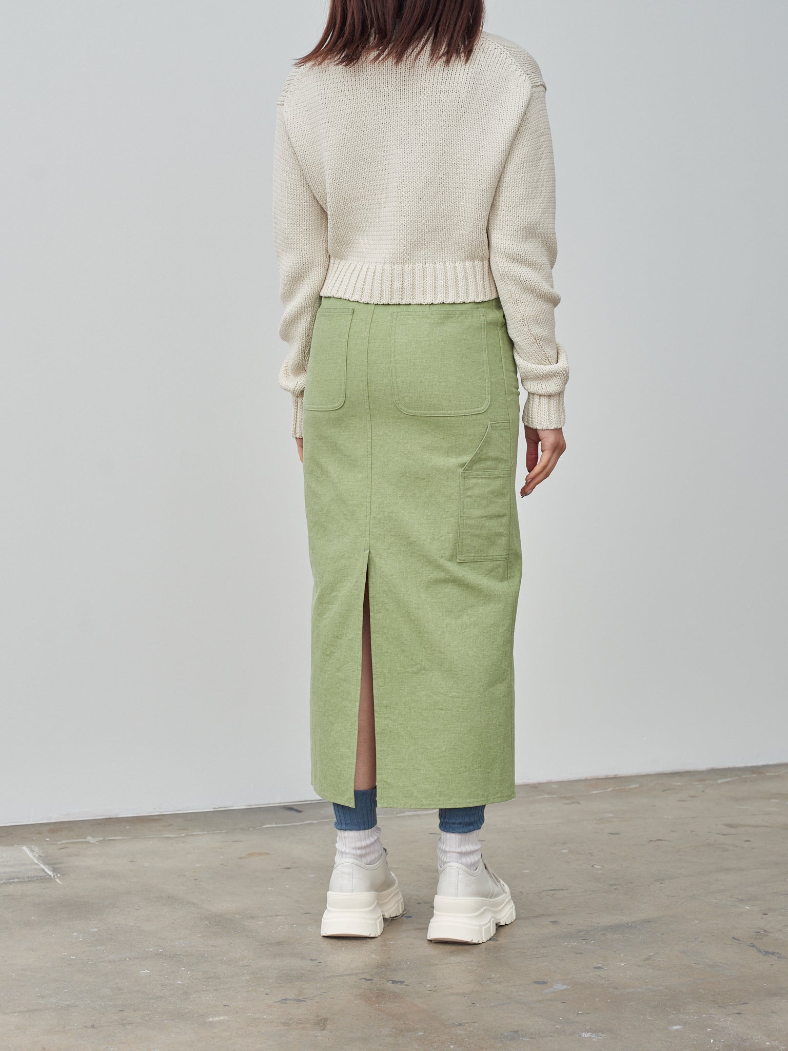 Namu Shop - Auralee Washed Hard Twist Canvas Skirt - Green