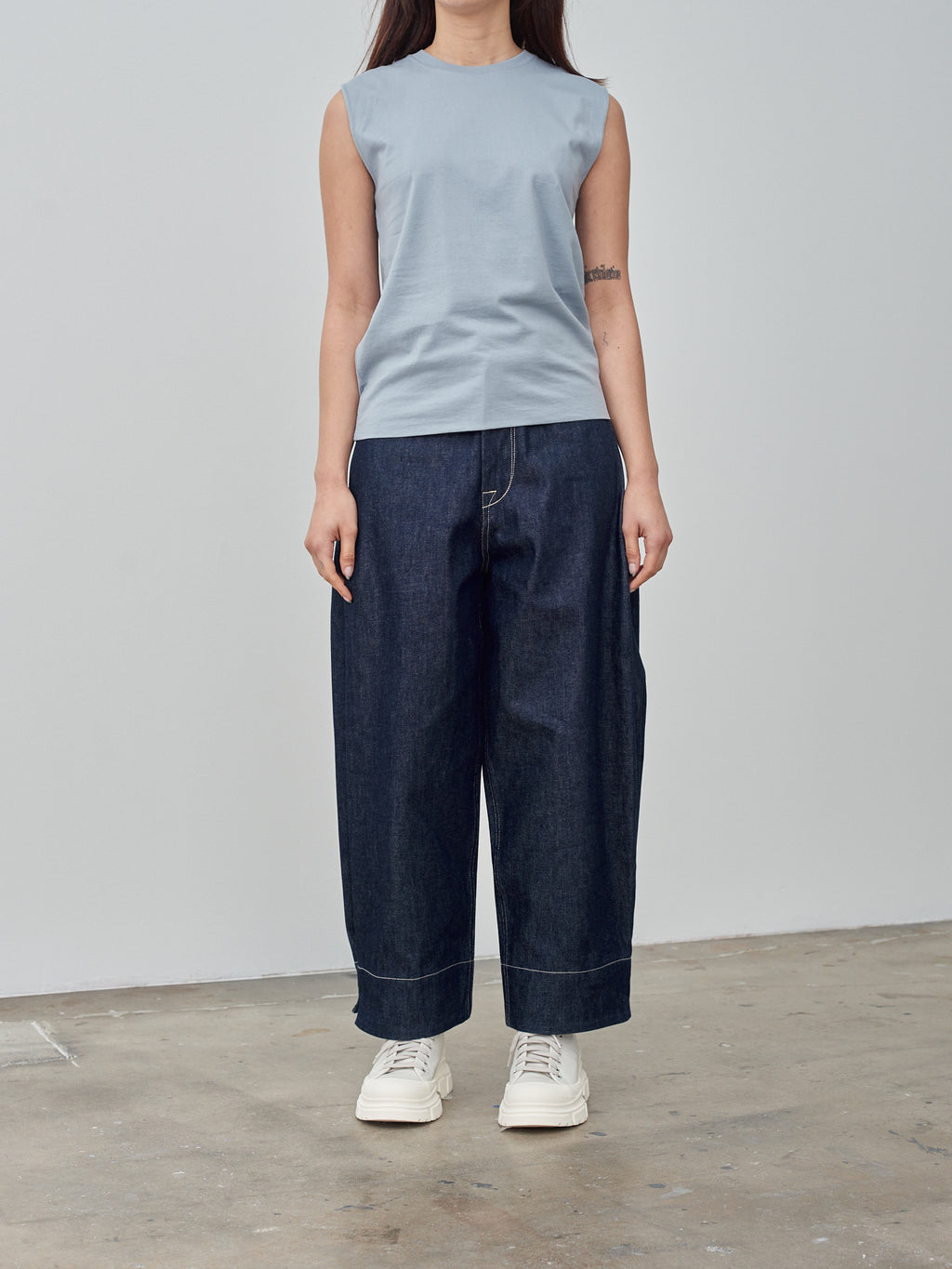 Namu Shop - Auralee Organic Cotton High Gauge Jersey Sleeveless - Blue Gray