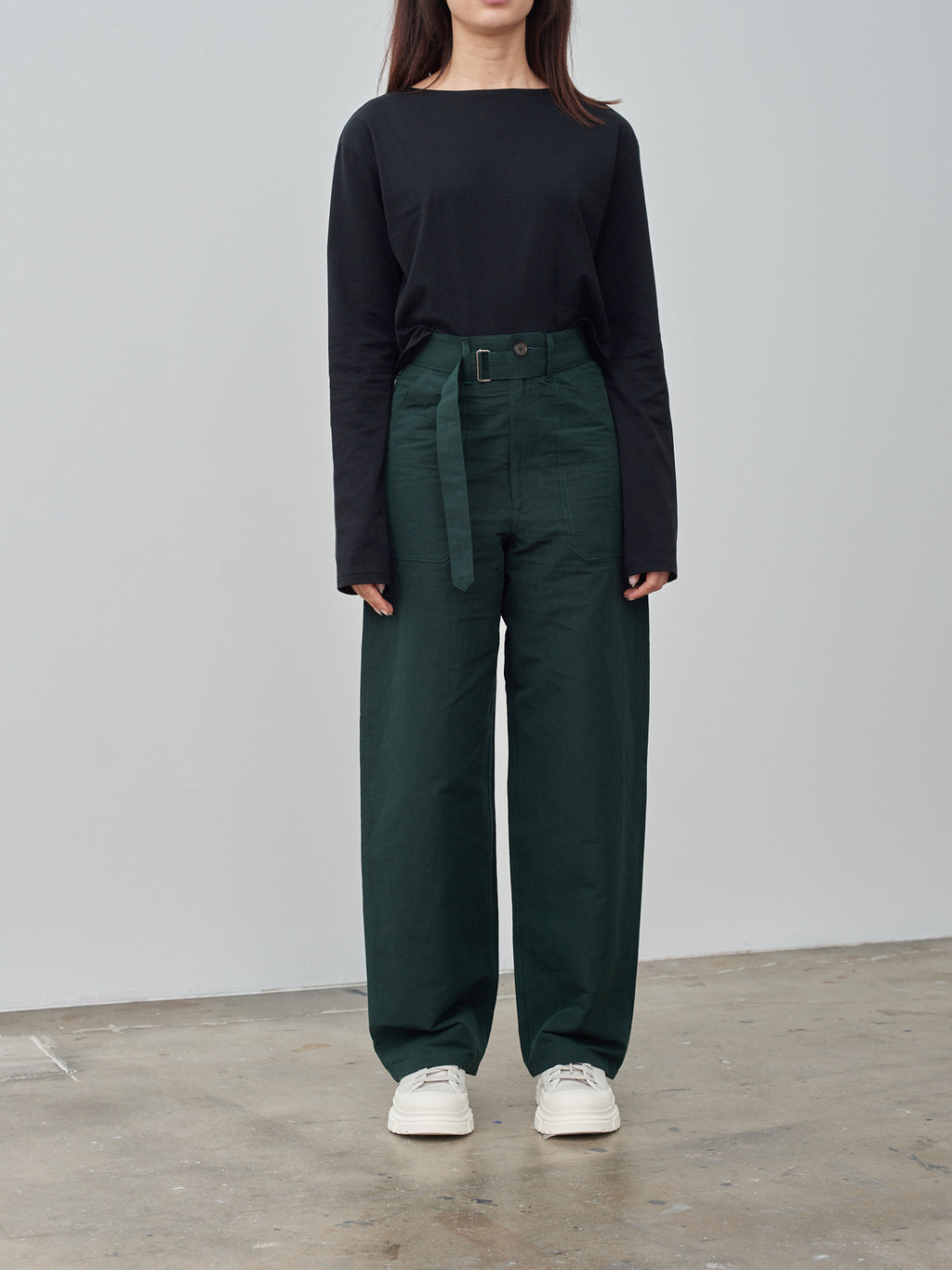Namu Shop - Auralee High Density Finx Linen Weather Pants - Dark Green