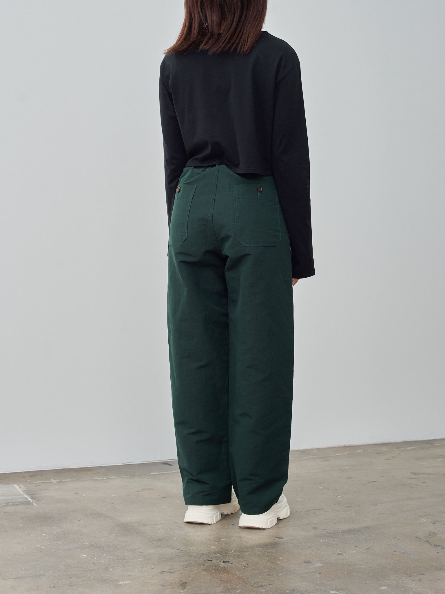 Namu Shop - Auralee High Density Finx Linen Weather Pants - Dark Green