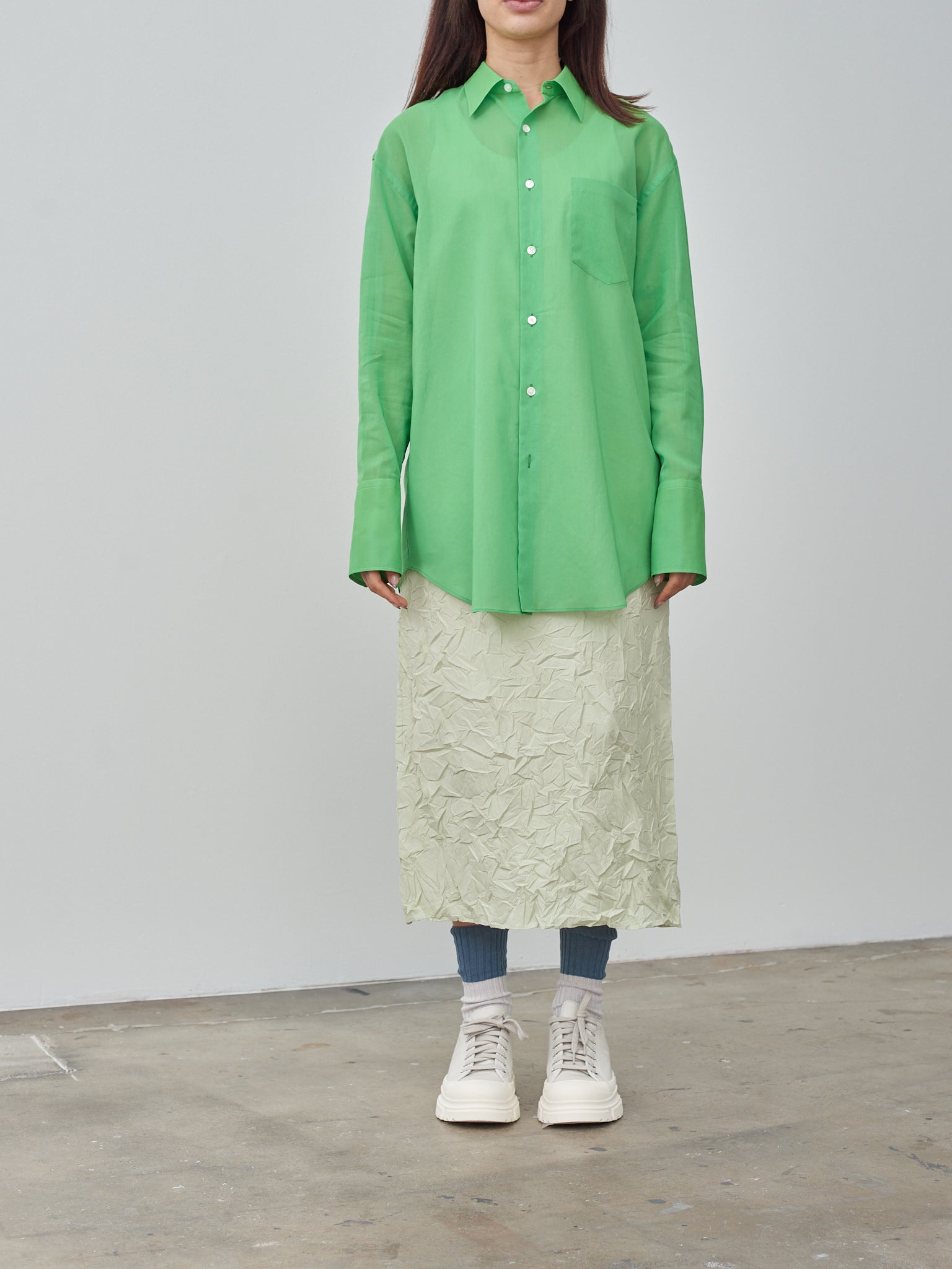 Namu Shop - Auralee Hard Twist Finx Organdy Shirt - Green