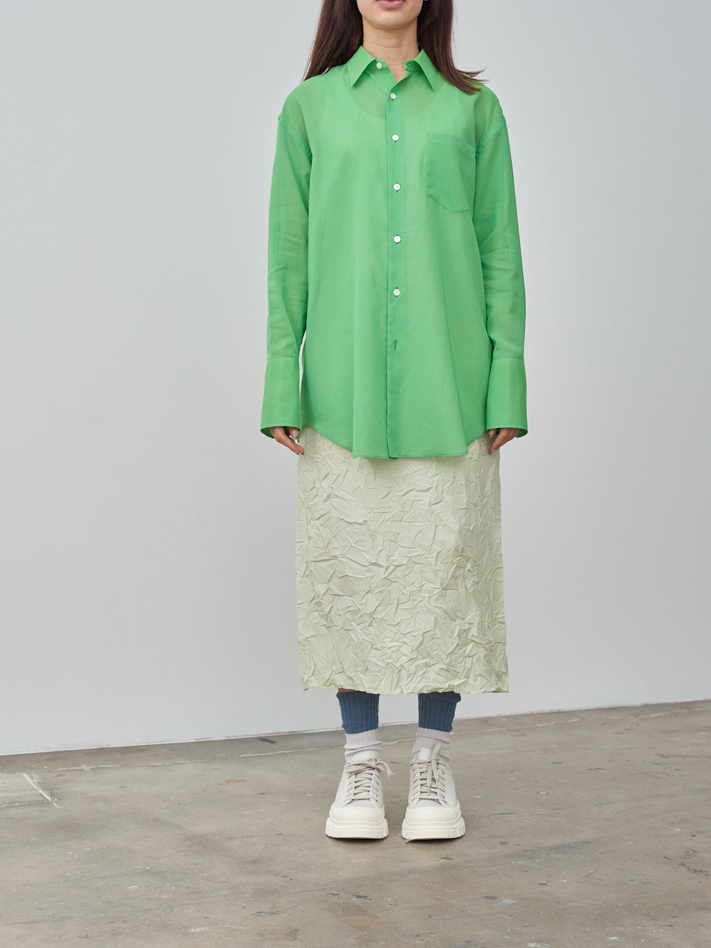 Namu Shop - Auralee Hard Twist Finx Organdy Shirt - Green