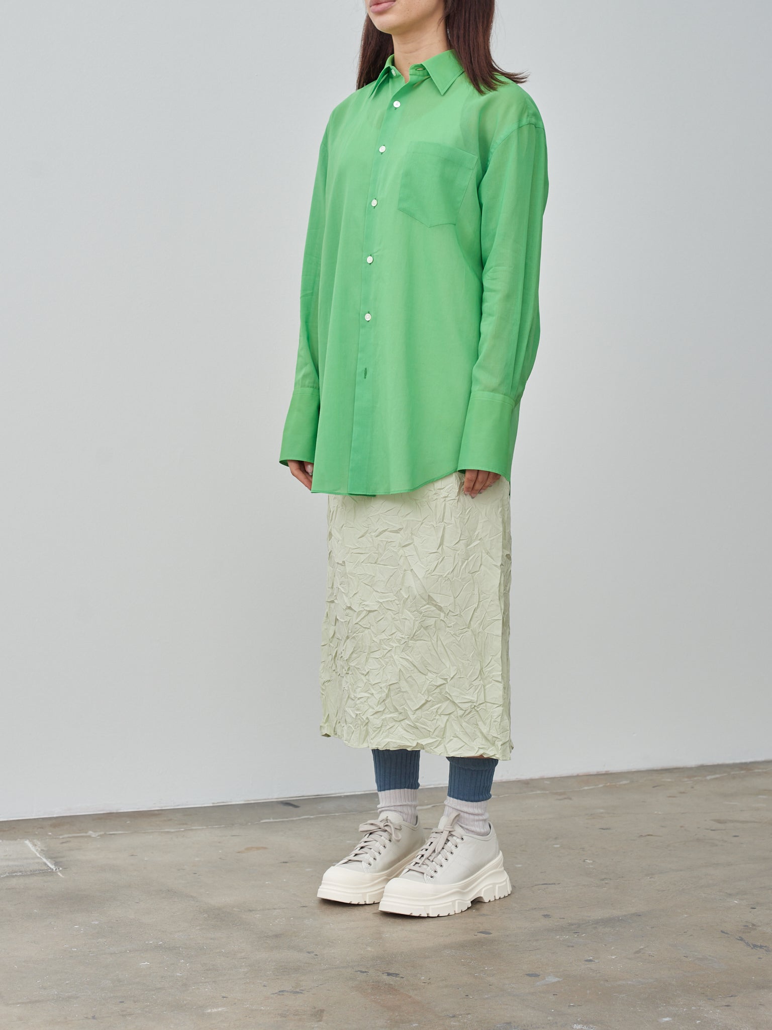 Namu Shop - Auralee Hard Twist Finx Organdy Shirt - Green