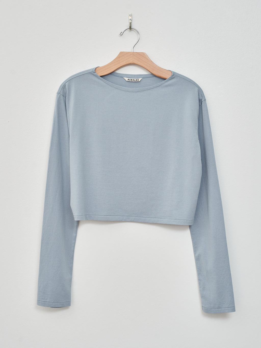 Namu Shop - Auralee Organic Cotton High Gauge Jersey Boat Neck L/S Tee - Blue Gray