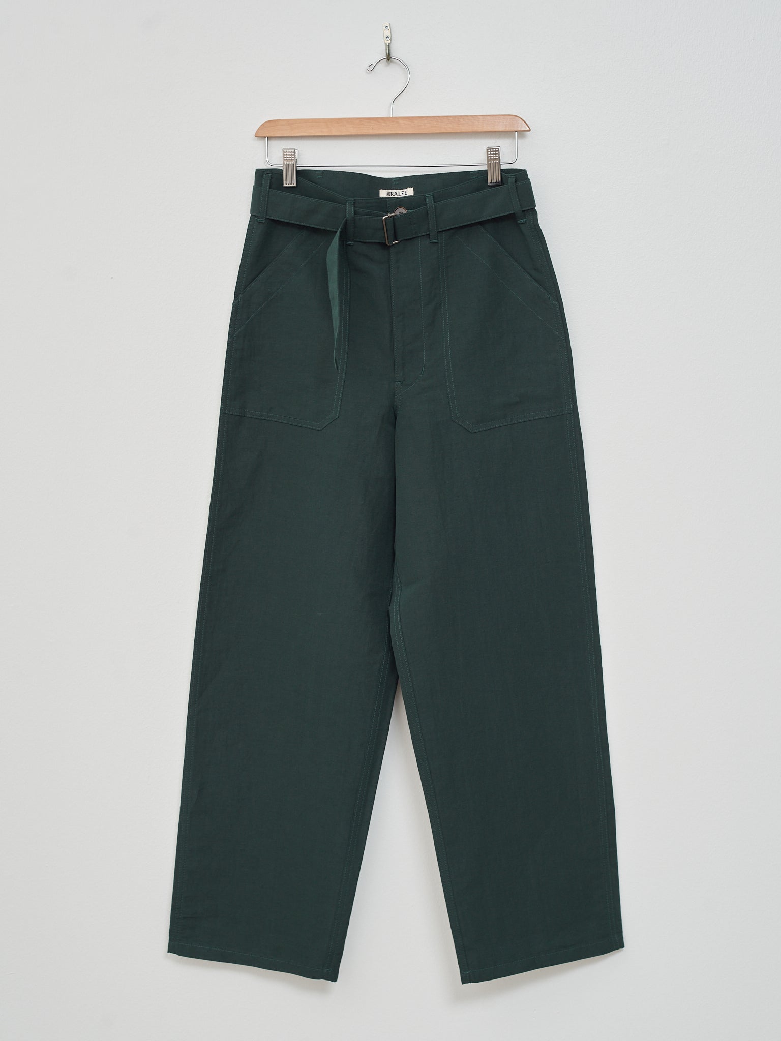 Namu Shop - Auralee High Density Finx Linen Weather Pants - Dark Green