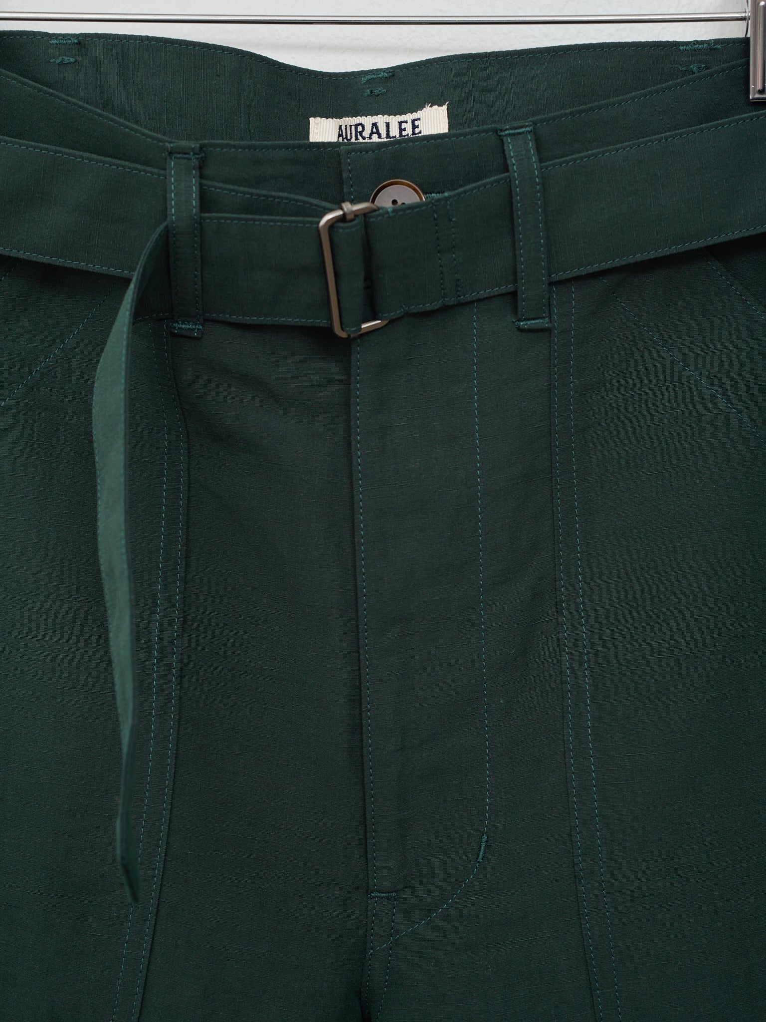 Namu Shop - Auralee High Density Finx Linen Weather Pants - Dark Green