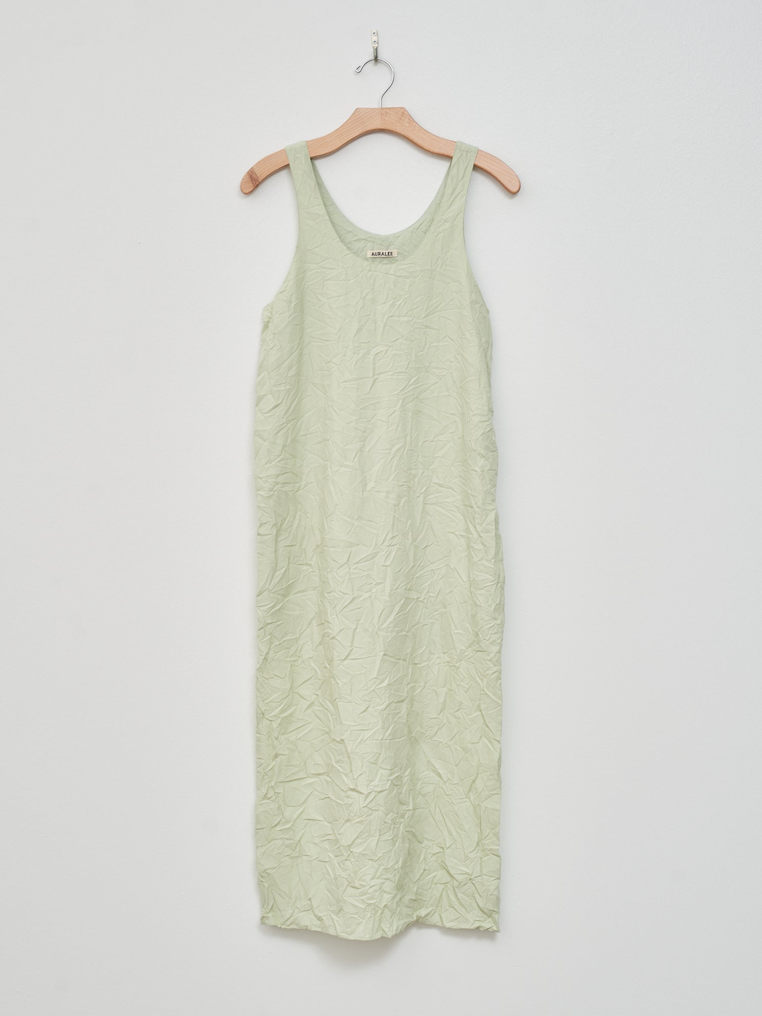 Wrinkled Washed Finx Twill Dress - Light Green Wrinkled Washed Finx Twill Dress - Light Green