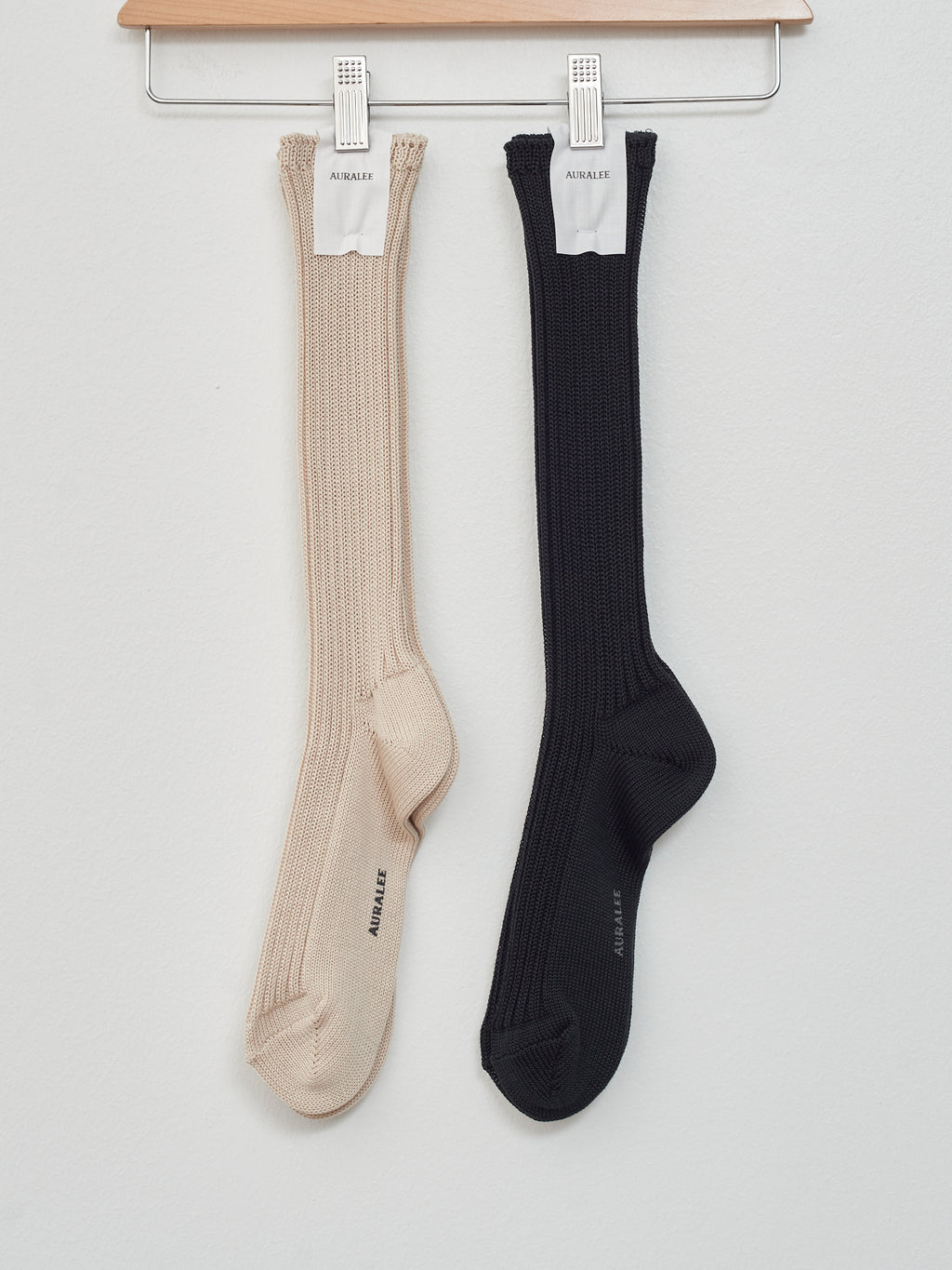 Namu Shop - Auralee Cotton Rib Low Gauge Socks - Beige