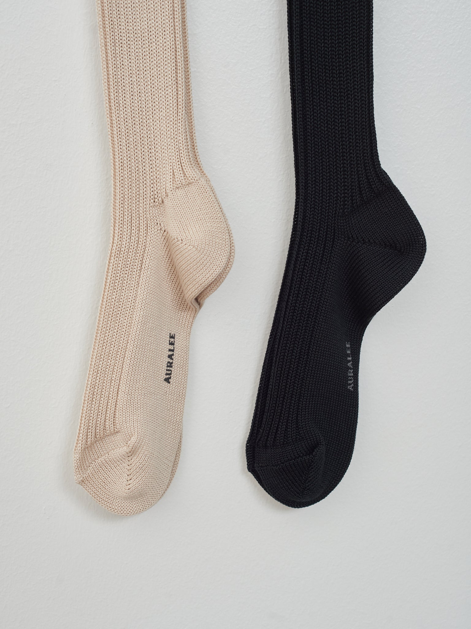Namu Shop - Auralee Cotton Rib Low Gauge Socks - Beige