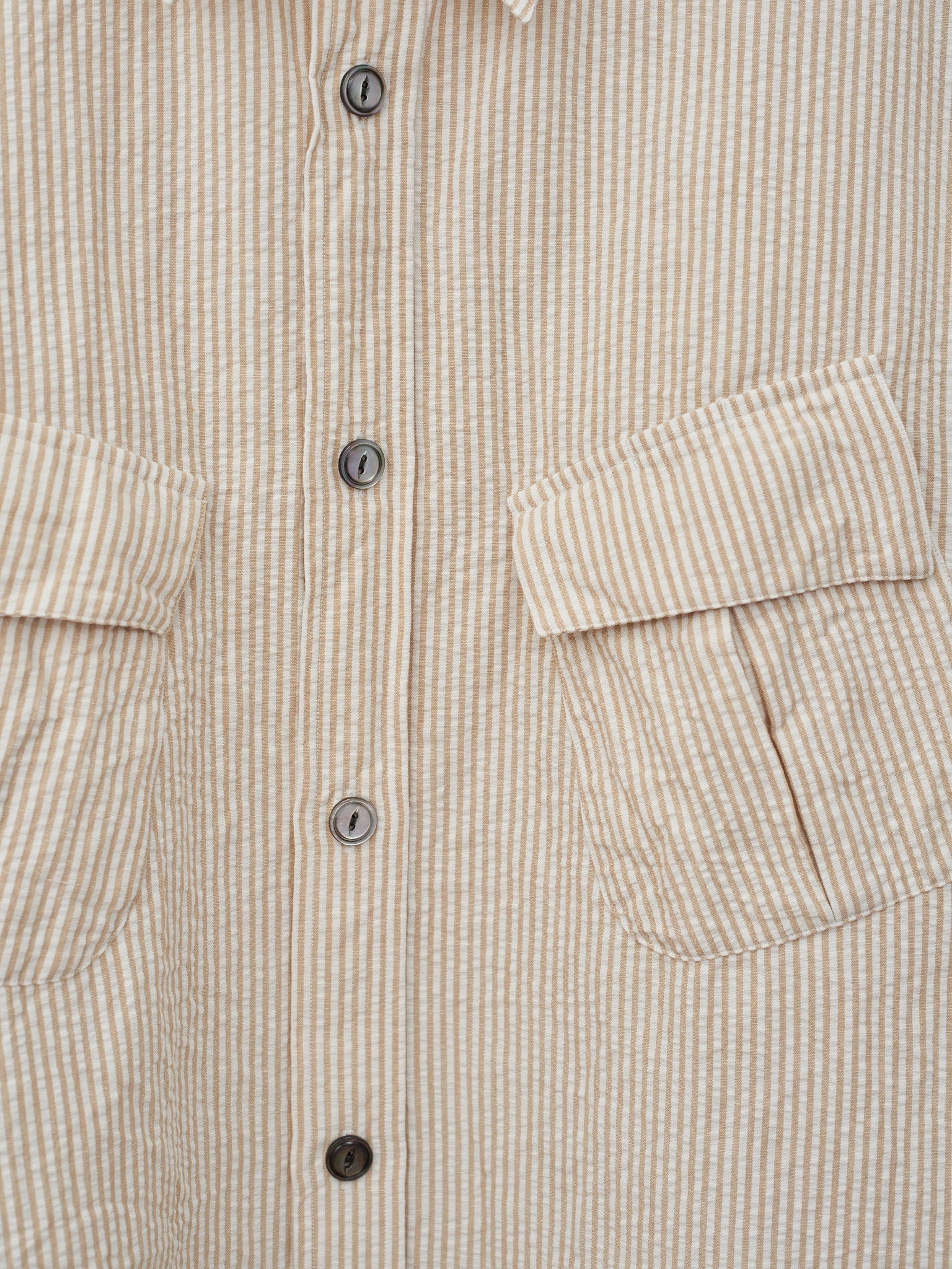 Namu Shop - Fujito S/S Fatigue Shirt - Beige Stripe