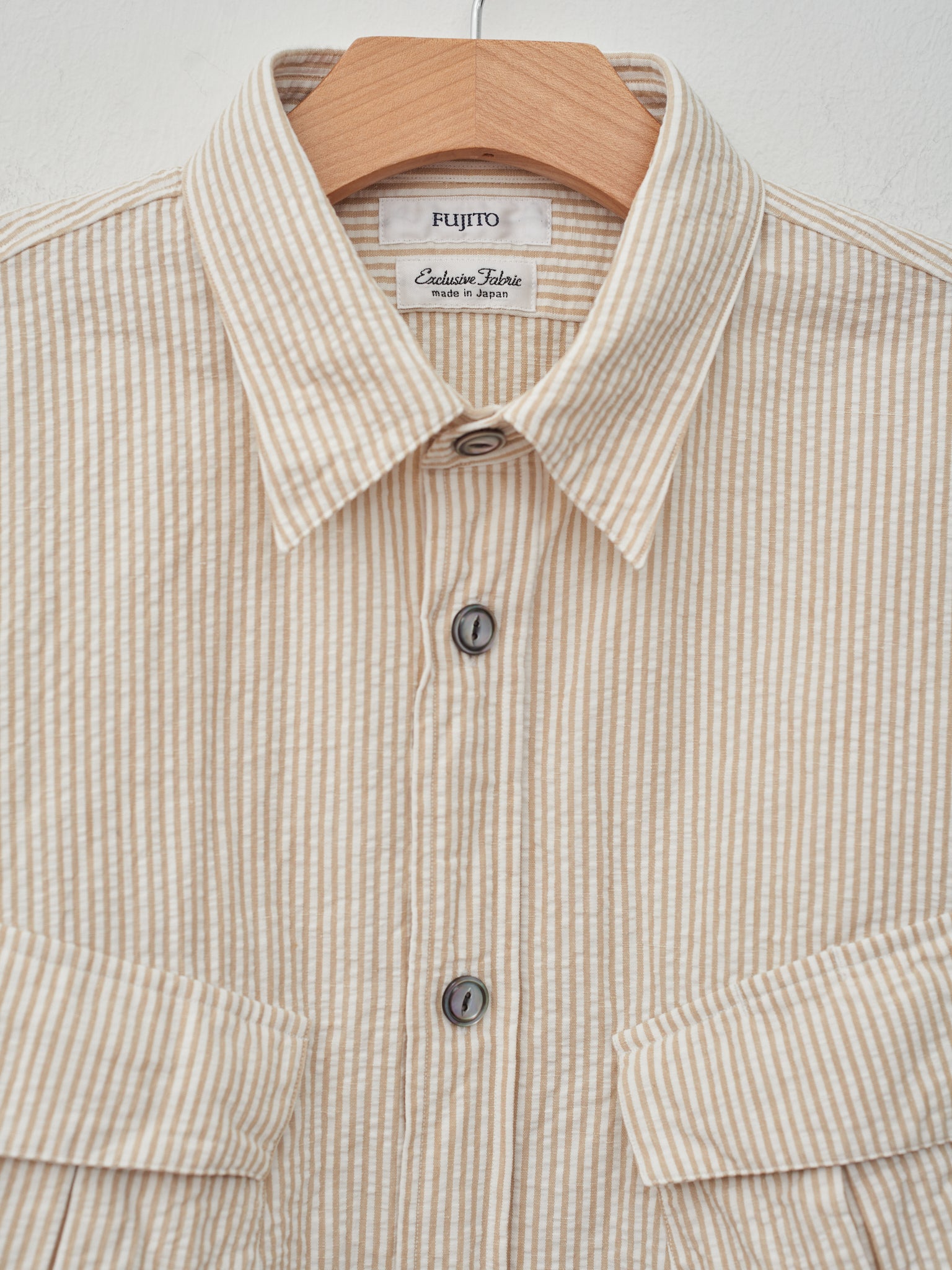 Namu Shop - Fujito S/S Fatigue Shirt - Beige Stripe