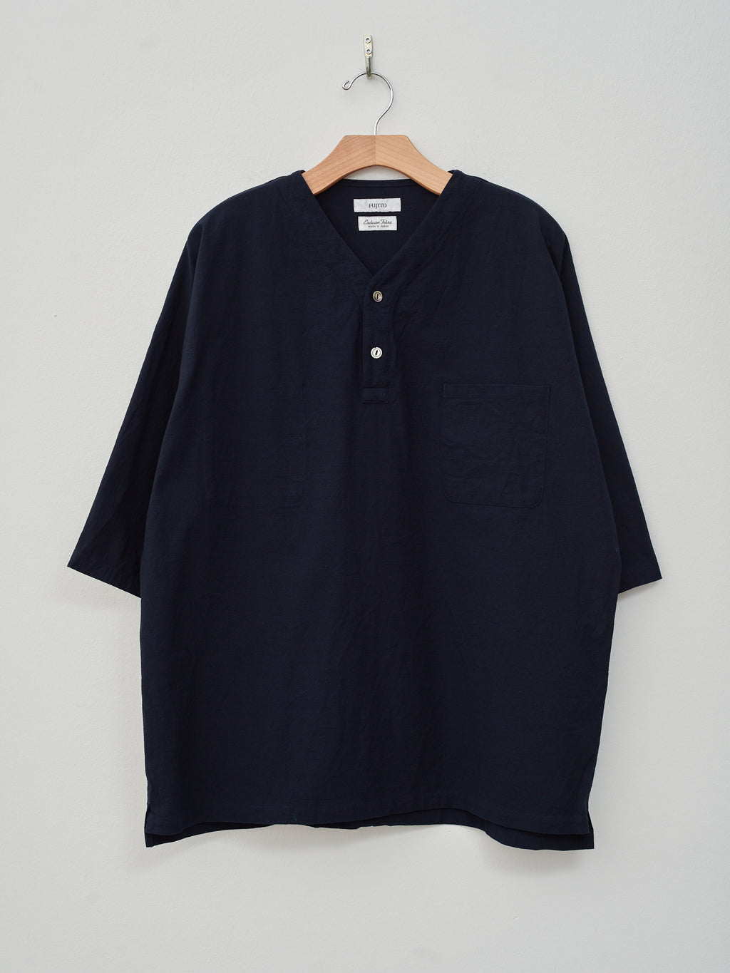 Namu Shop - Fujito Henley Neck Shirt - Dark Navy