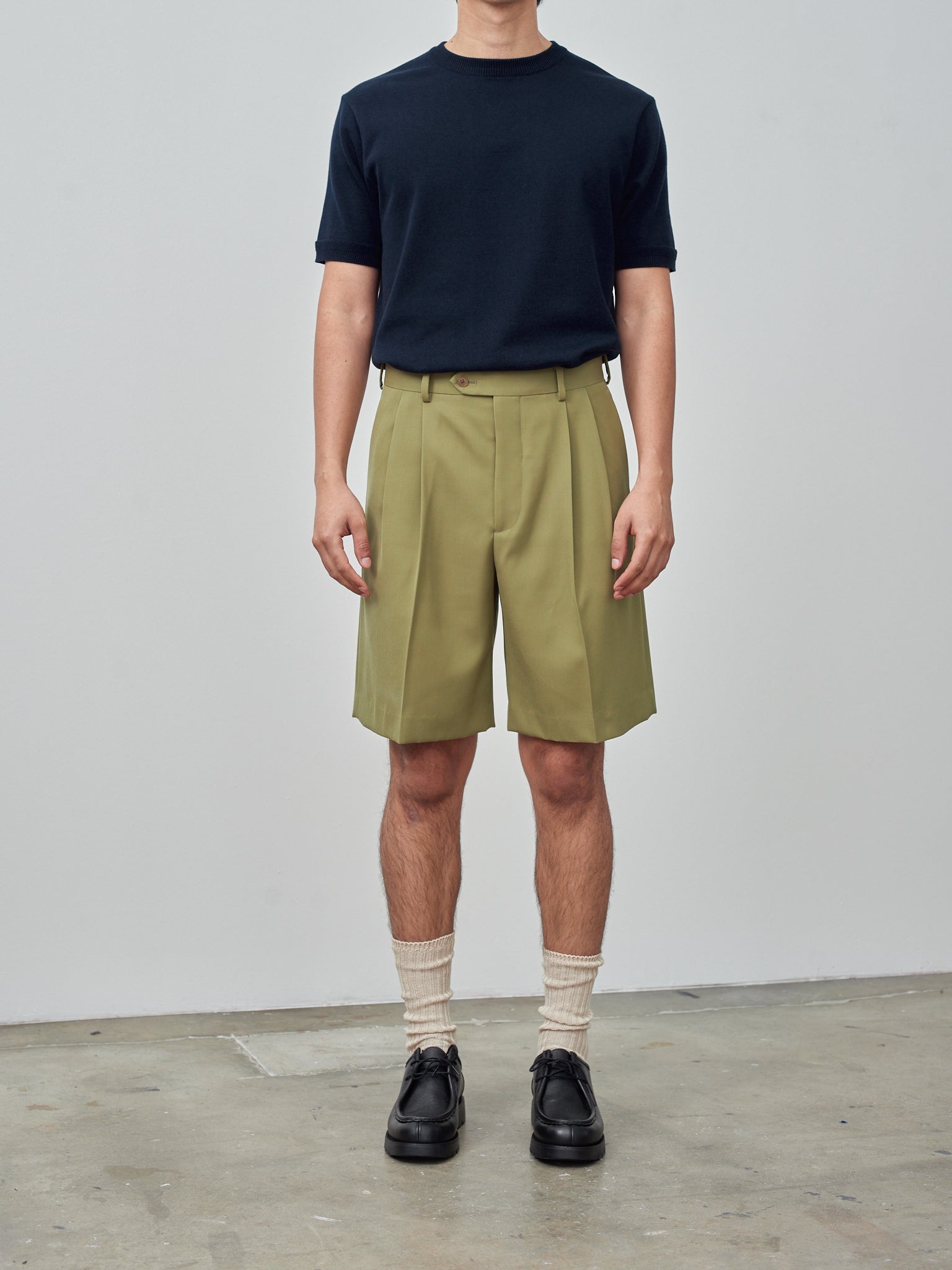 Namu Shop - Auralee Light Wool Max Gabardine Shorts - Khaki