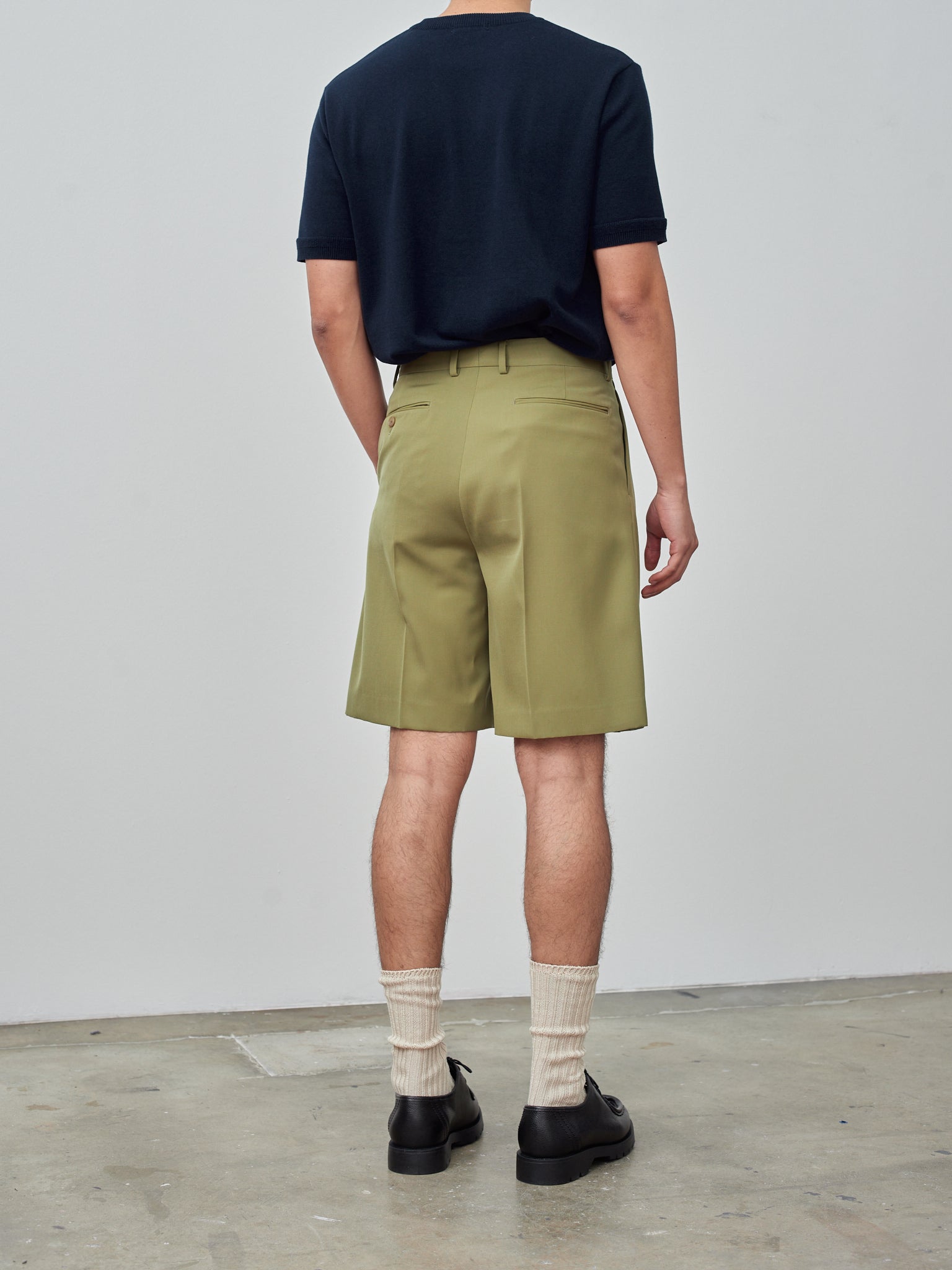 Namu Shop - Auralee Light Wool Max Gabardine Shorts - Khaki