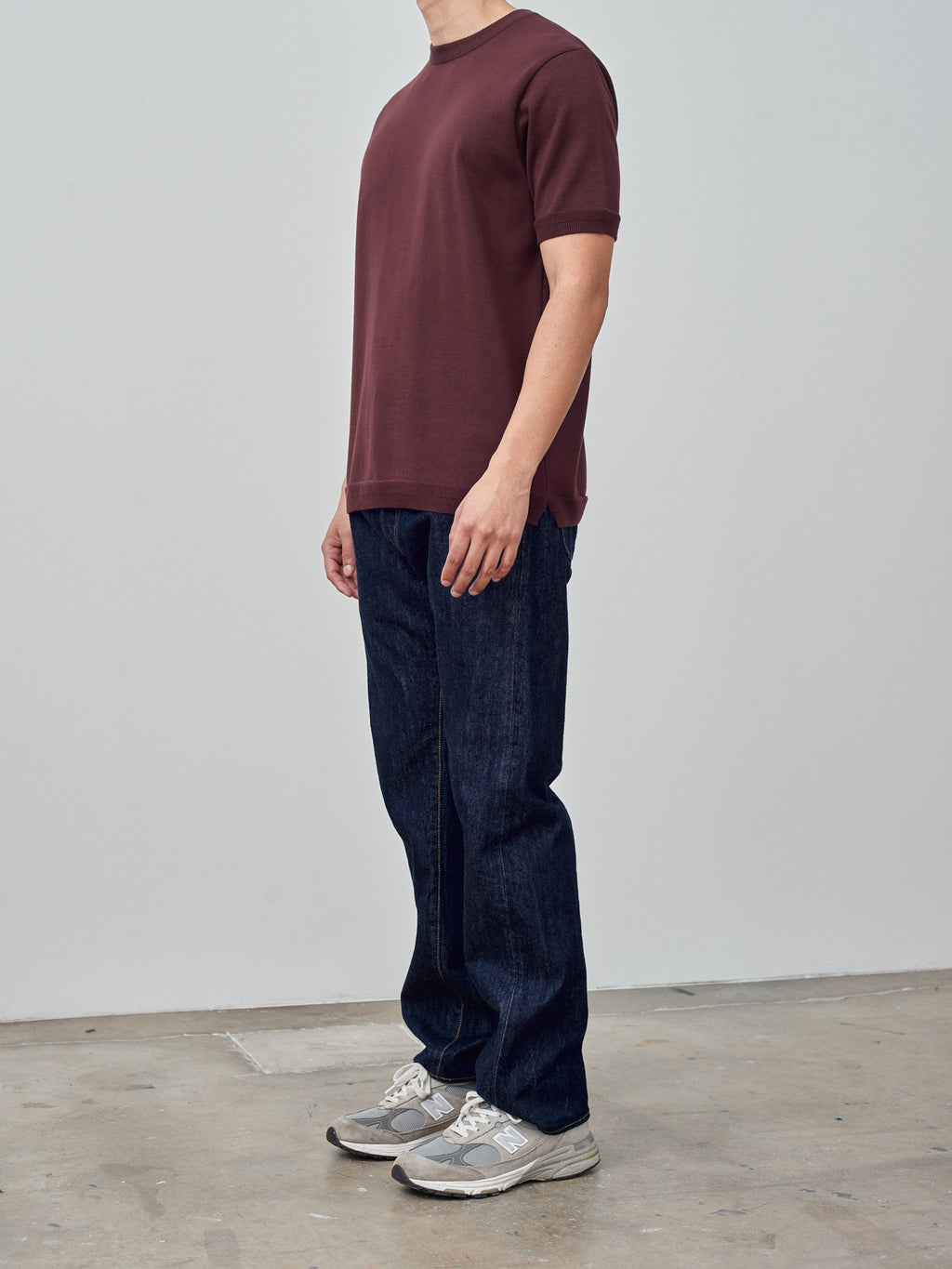 Namu Shop - Fujito C/N Knit T-Shirt - Dark Wine