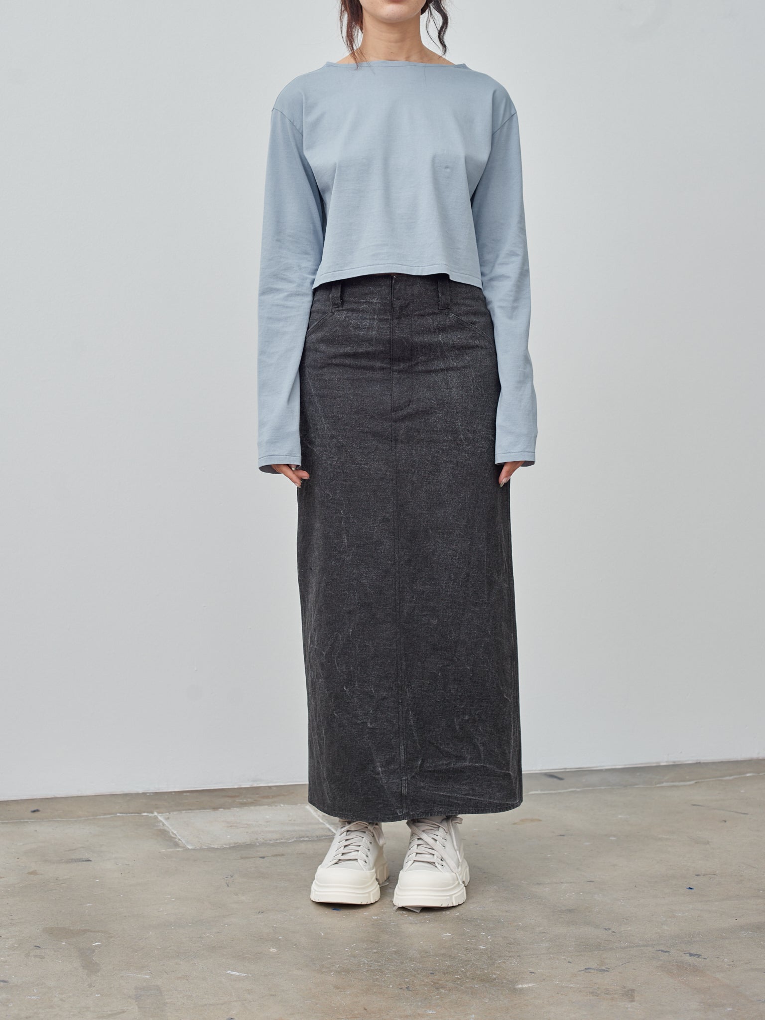Namu Shop - Auralee Washed Hard Twist Canvas Skirt - Ink Black Namu Shop - Auralee Washed Hard Twist Canvas Skirt - Ink Black