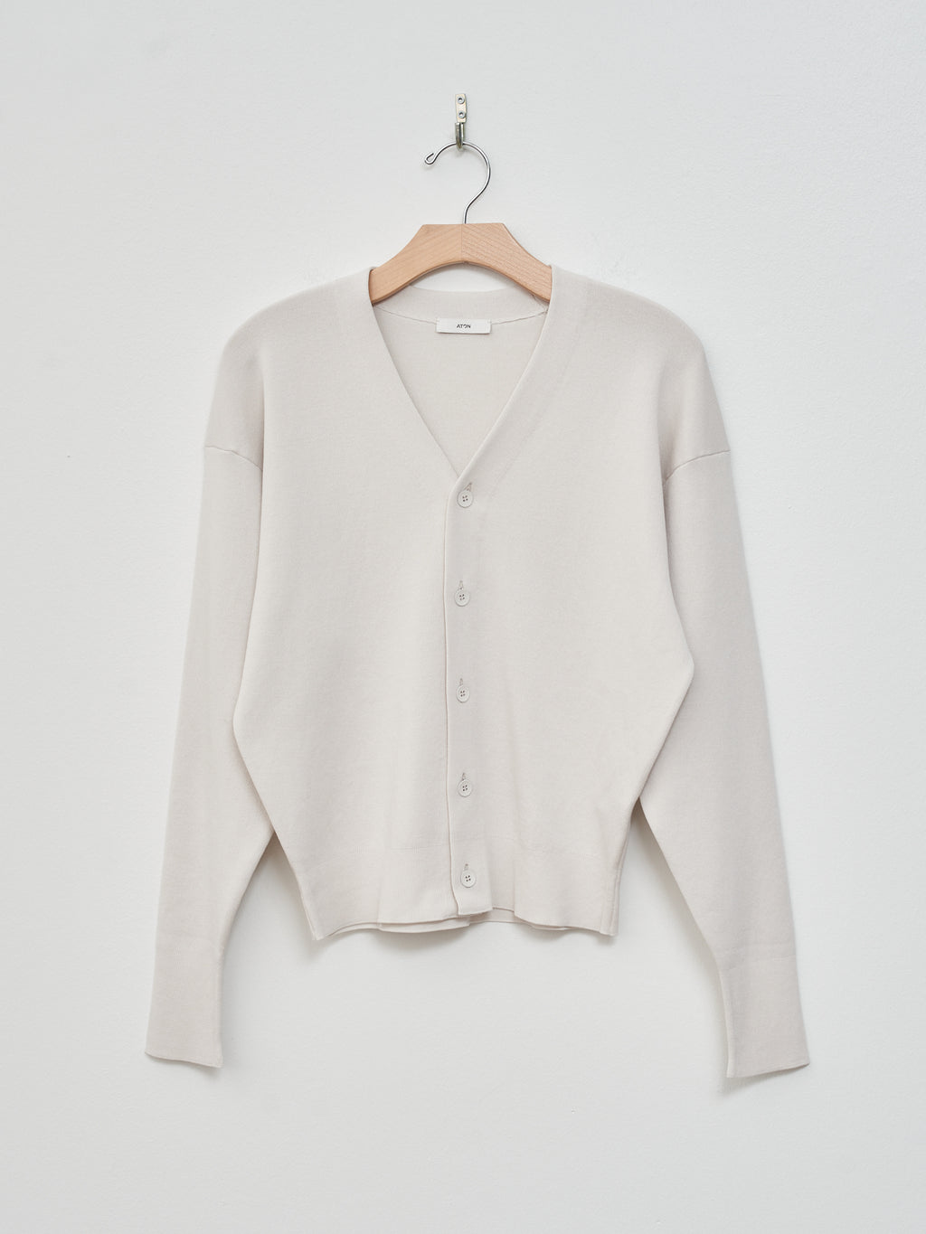 Namu Shop - Aton 50/2 Natural Dyed Organic V-Neck Cardigan - Warm White