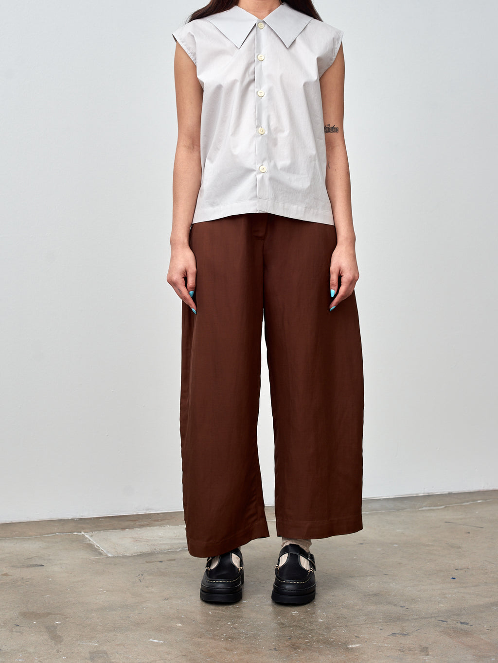 Namu Shop - Studio Nicholson Wide Crop Pant - Carob Brown