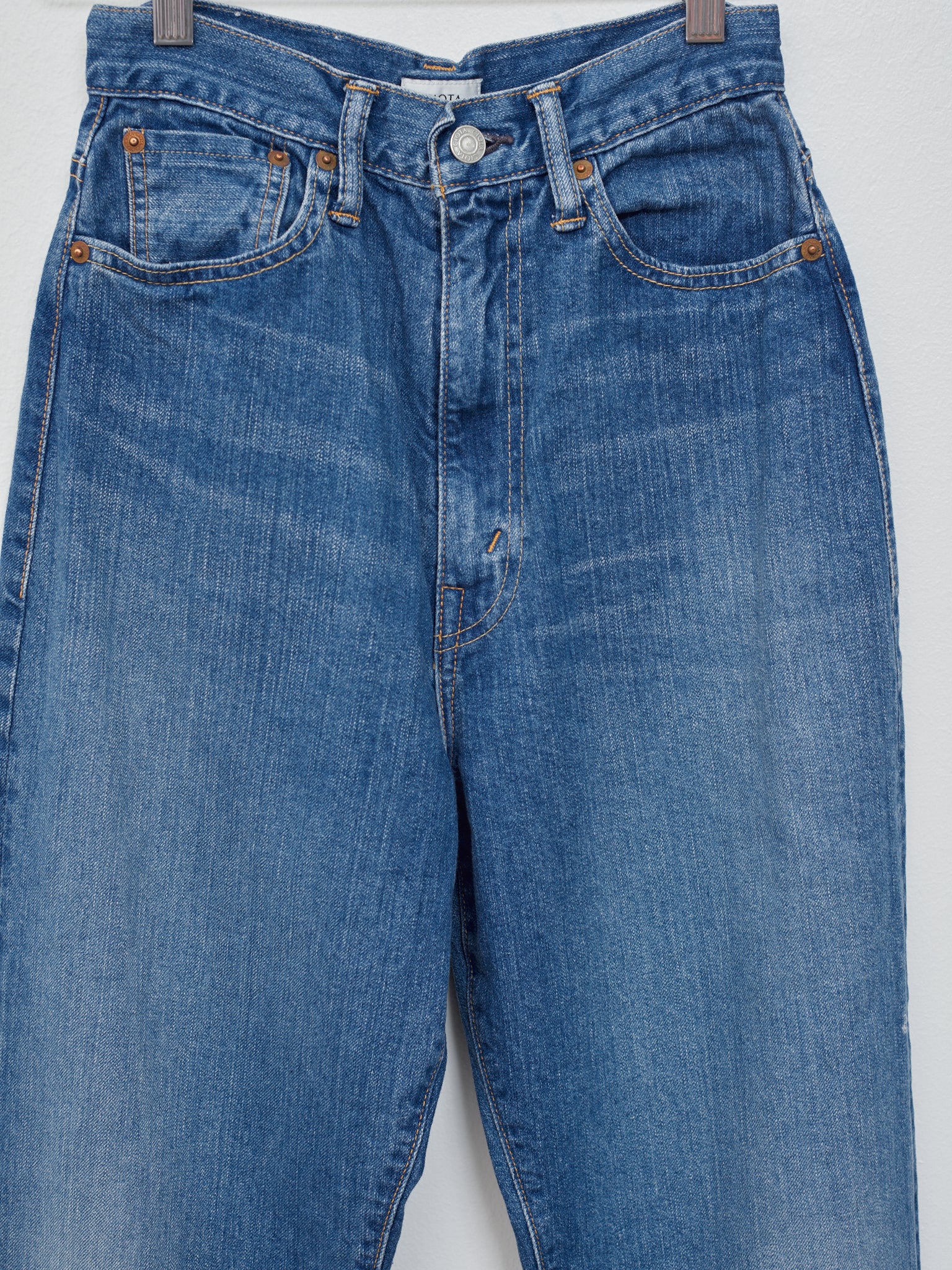 Namu Shop - Ciota High-Rise 5 Pocket Pants - Medium Dark Blue Damage