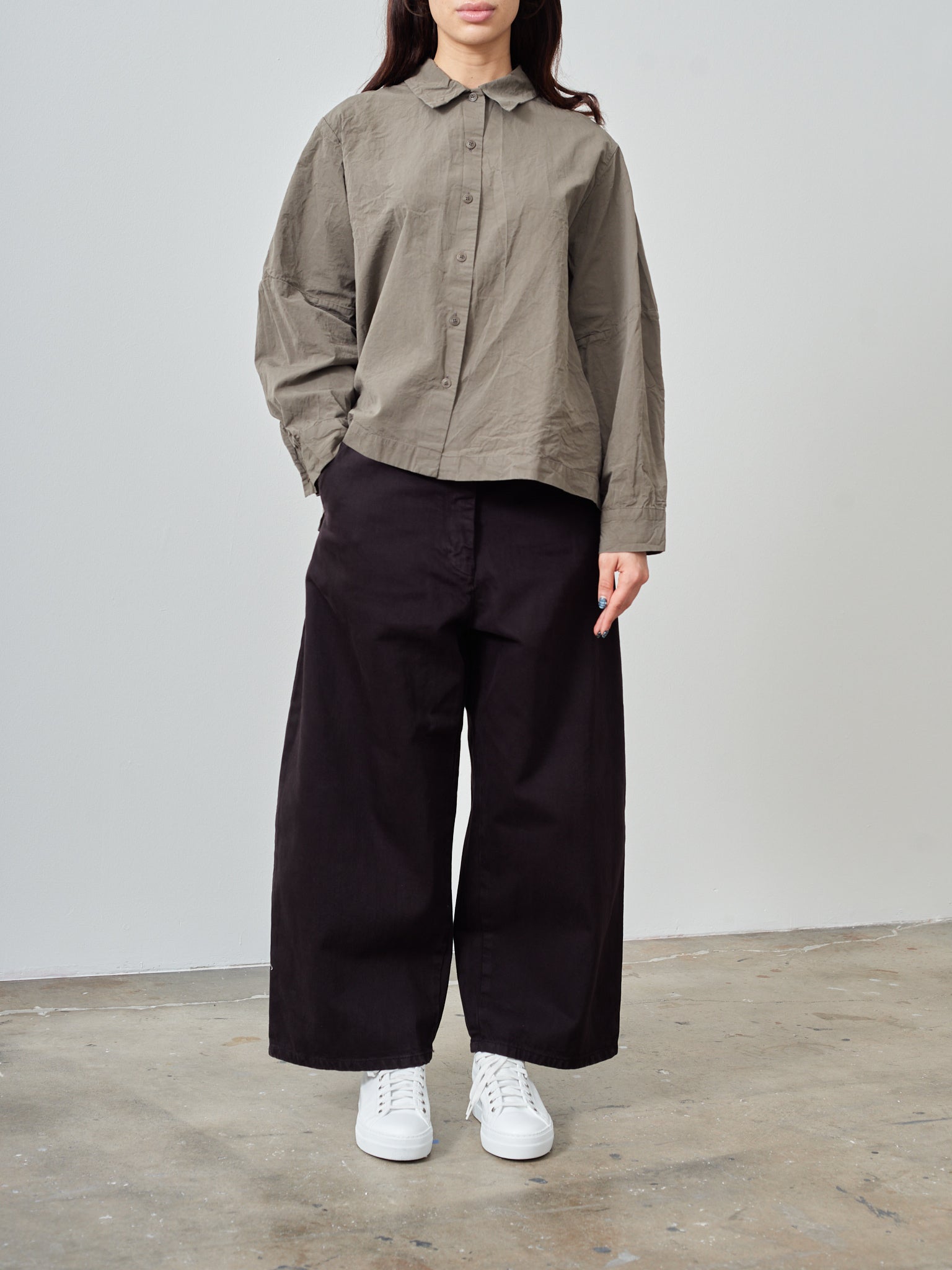 Namu Shop - Studio Nicholson Chalco Wide Crop Pant - Black Grape