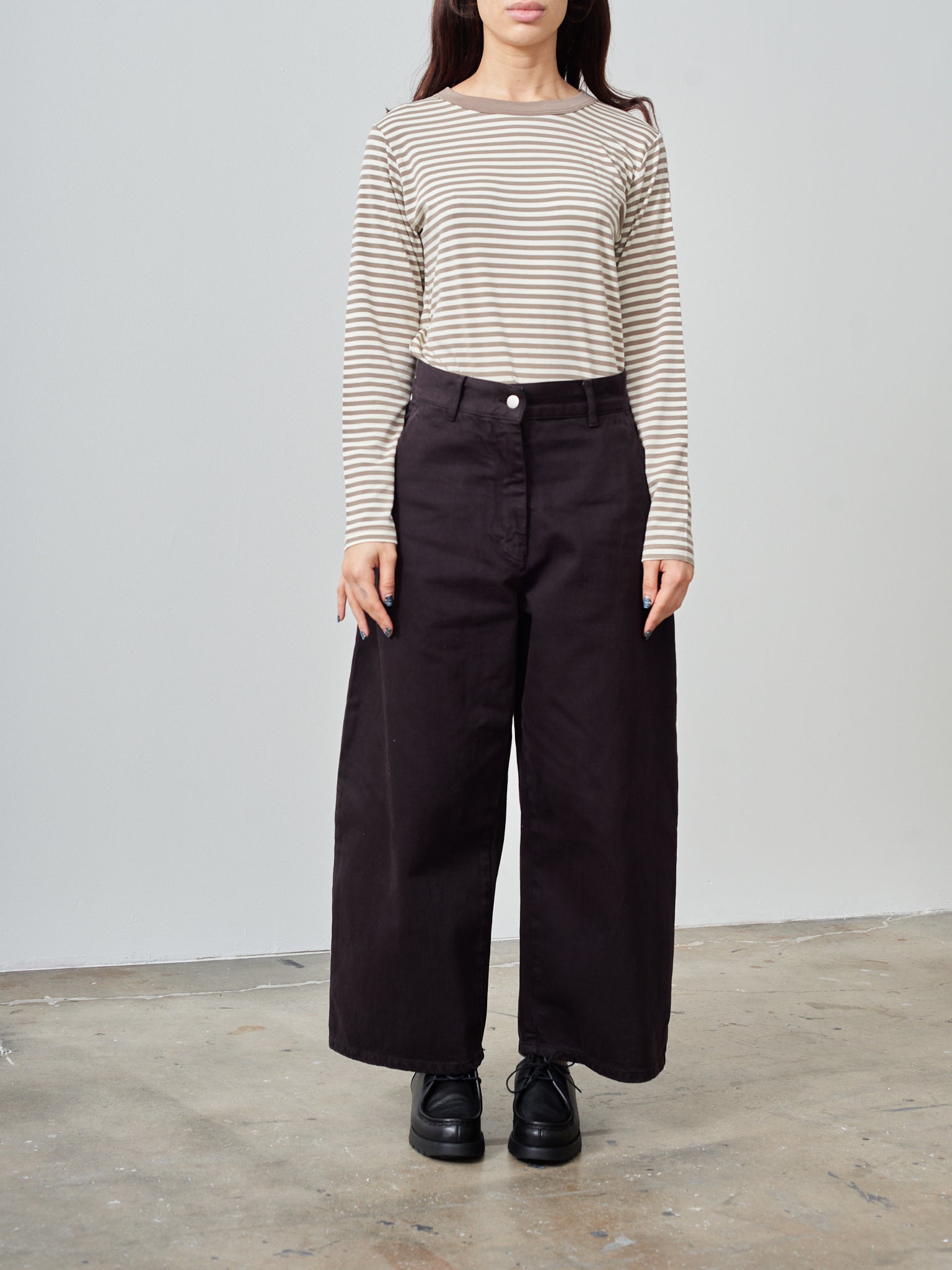 Namu Shop - Studio Nicholson Chalco Wide Crop Pant - Black Grape