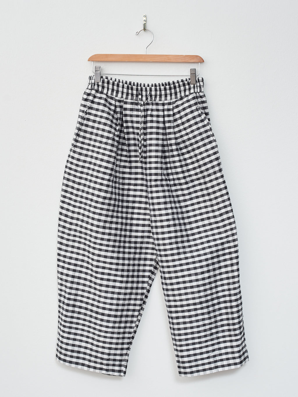 Namu Shop - Veritecoeur Dupion Silk Check Pants - Black x White