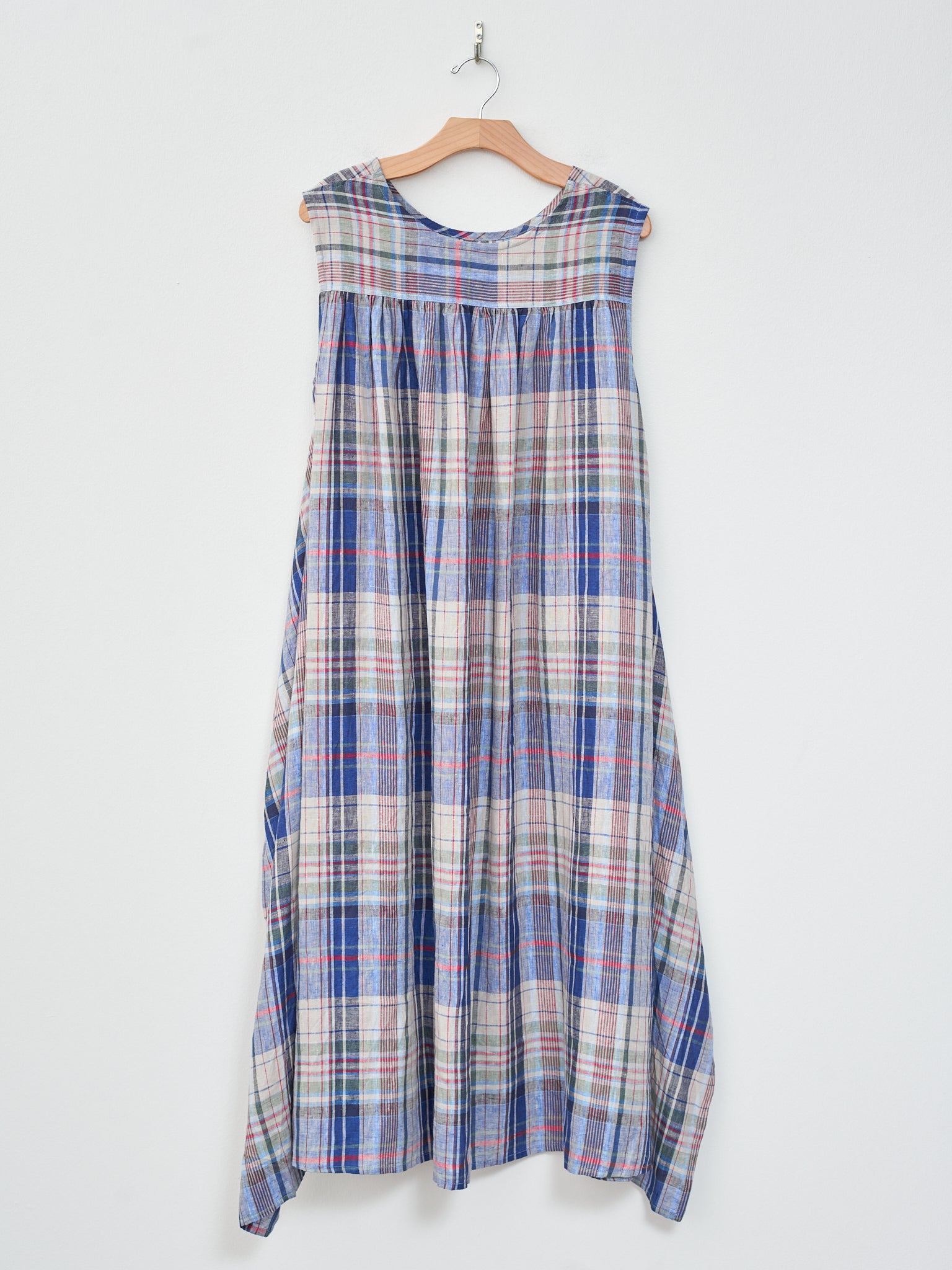 Namu Shop Ichi Antiquites Linen Check Dress Navy