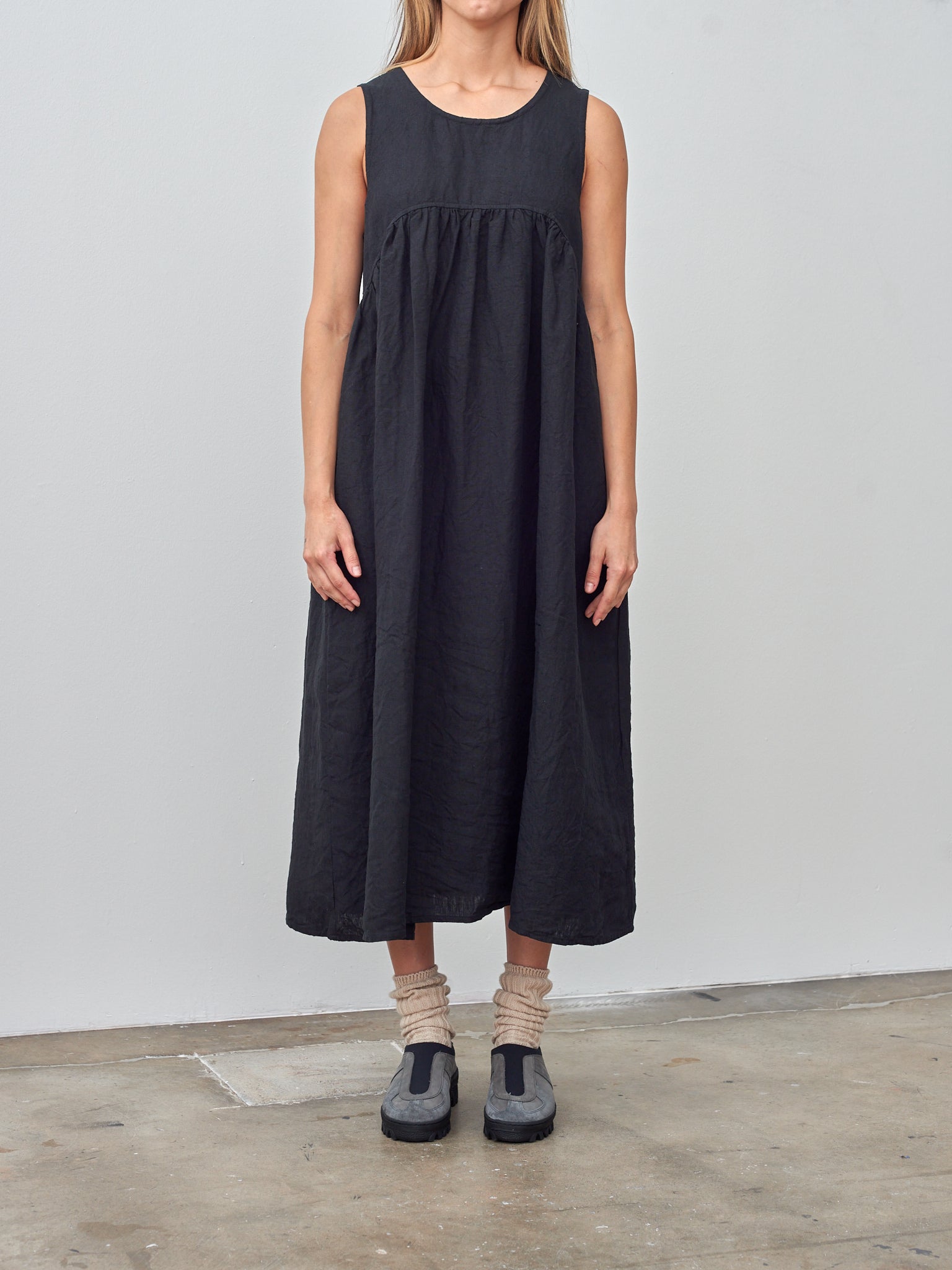 Namu Shop - Ichi Antiquites Linen Canvas Dress - Black