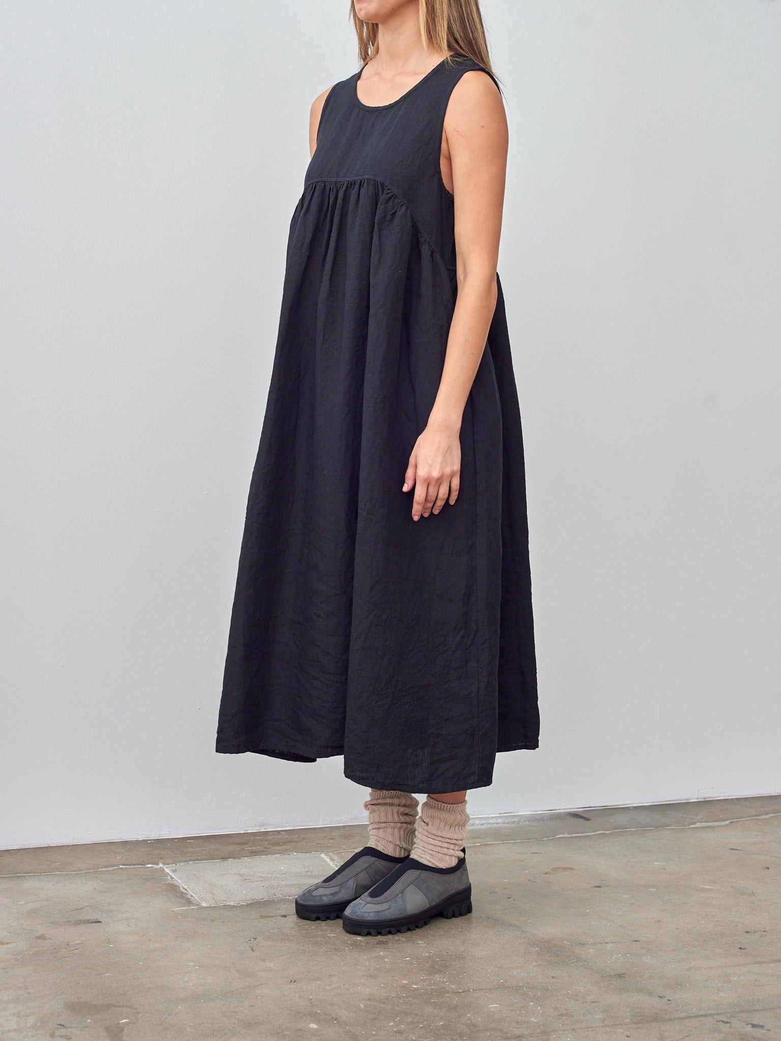 Namu Shop - Ichi Antiquites Linen Canvas Dress - Black