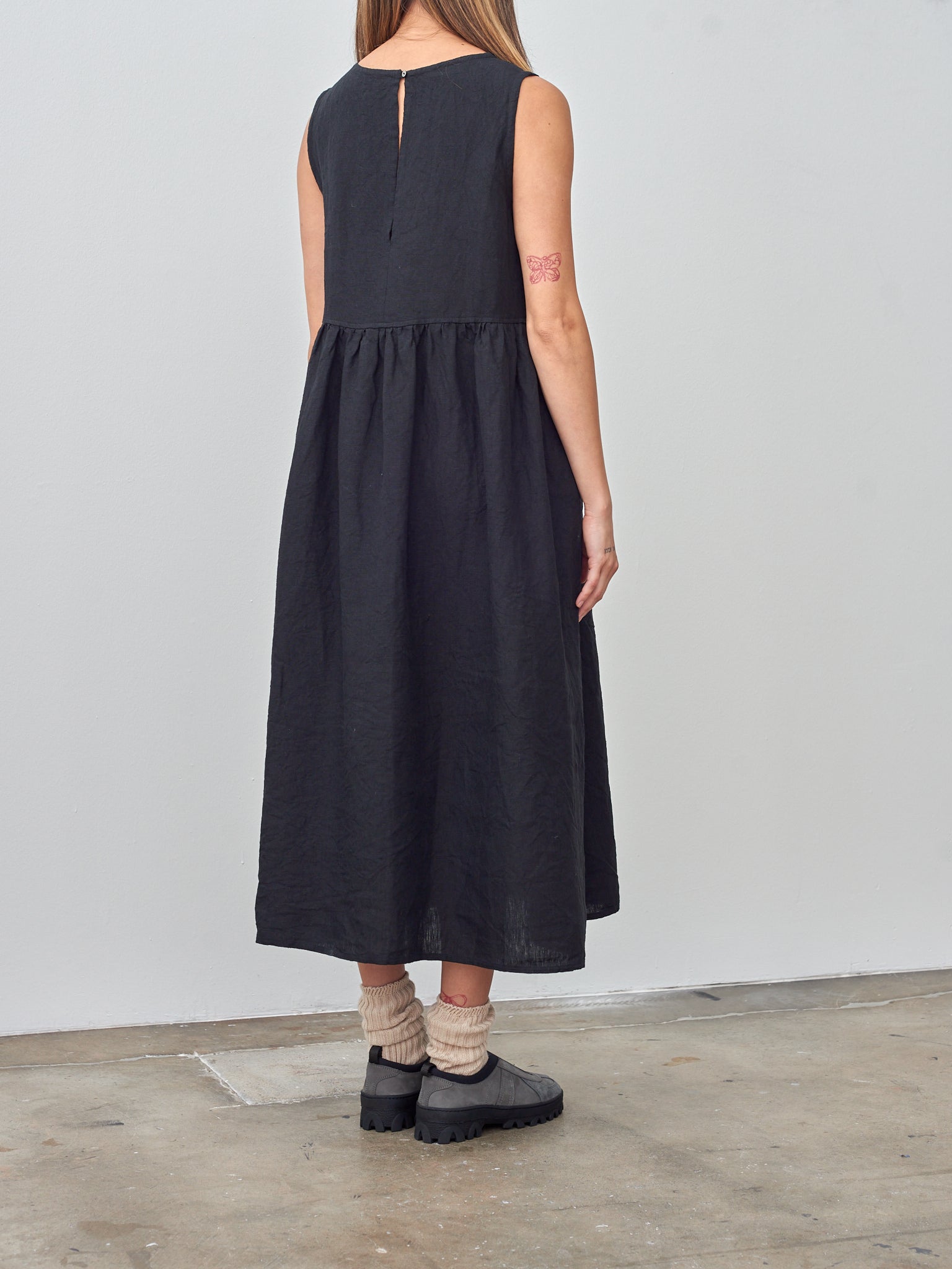 Namu Shop - Ichi Antiquites Linen Canvas Dress - Black