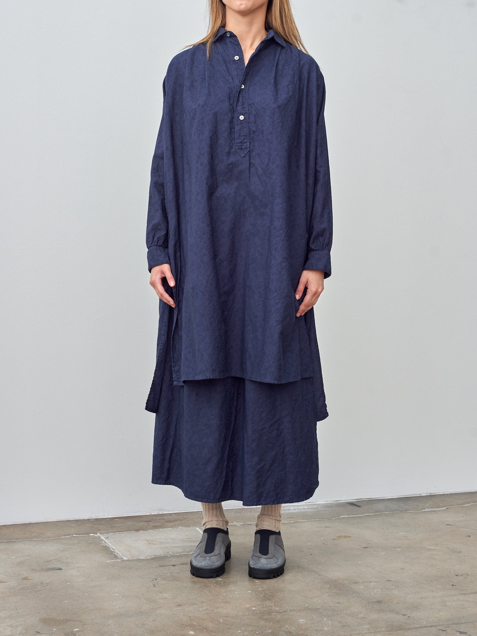 Namu Shop - Ichi Antiquites Azumadaki Vintage French Cotton Skirt - Navy