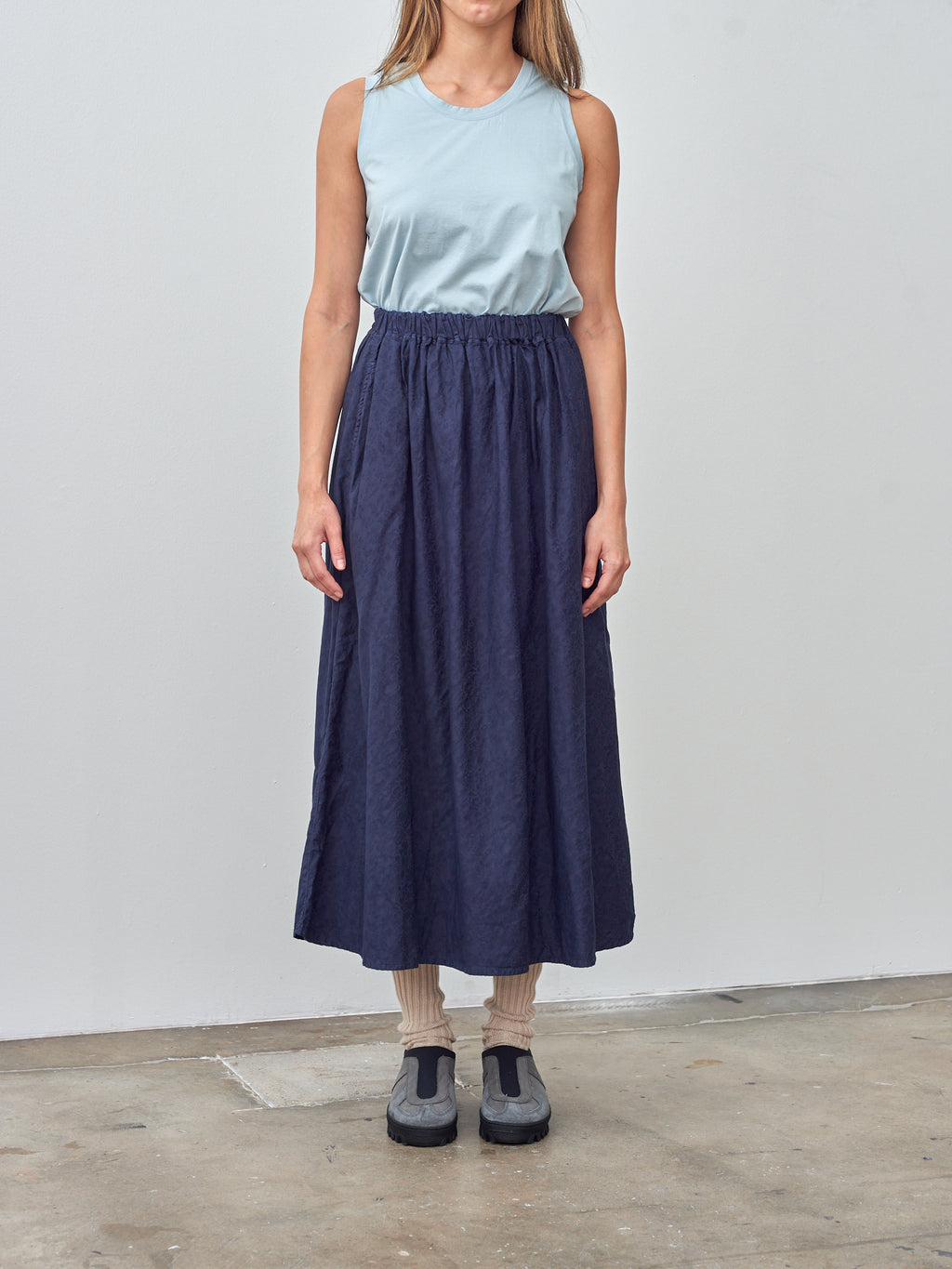 Namu Shop - Ichi Antiquites Azumadaki Vintage French Cotton Skirt - Navy