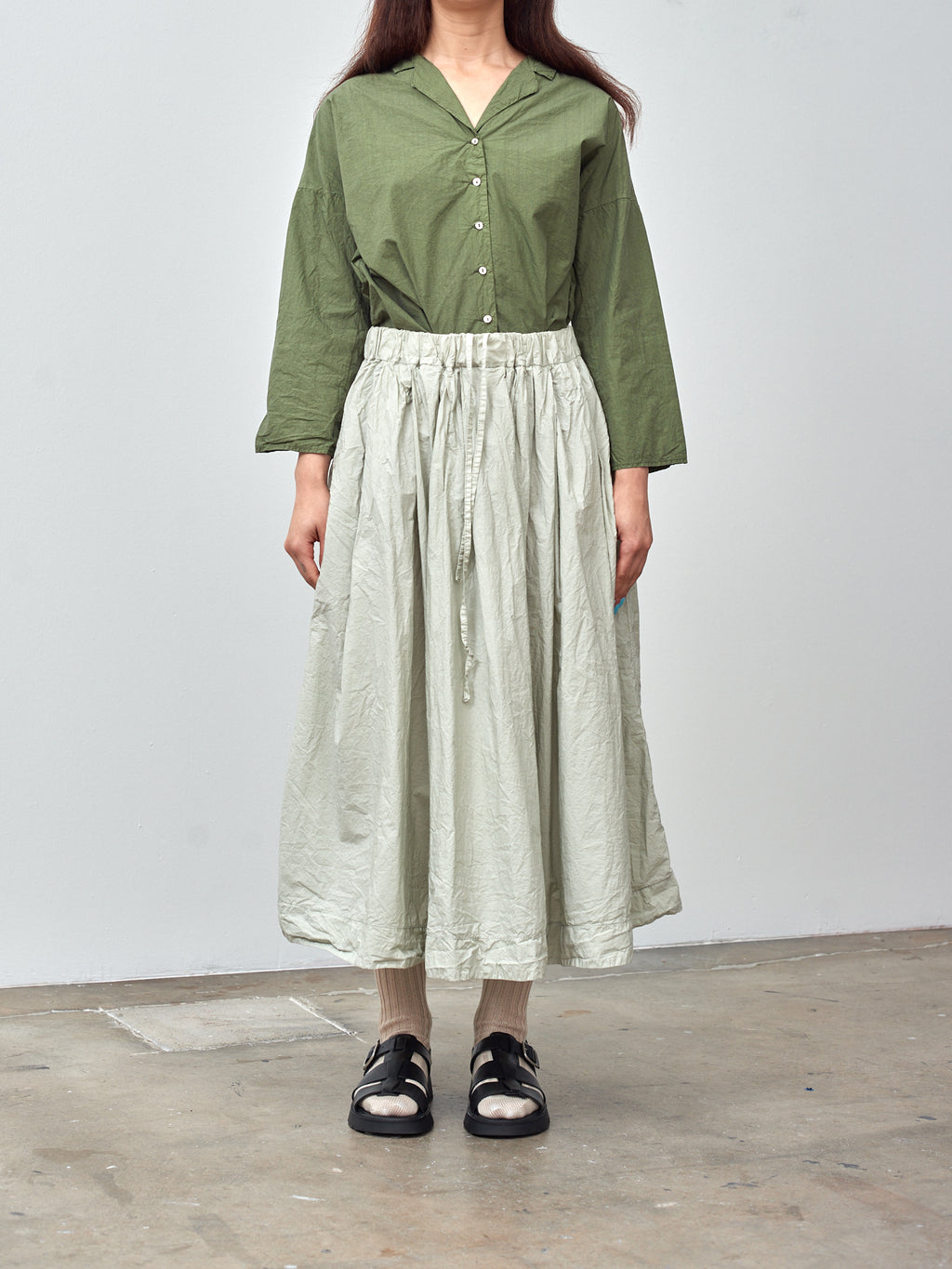 Namu Shop - Album di Famiglia Pleated Long Skirt TC - Almond