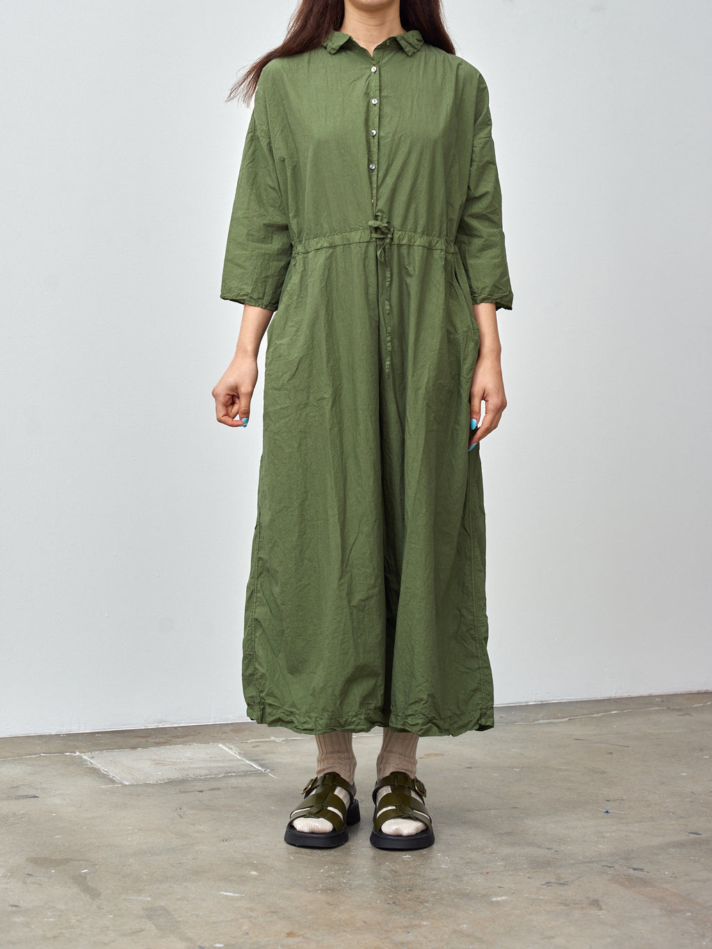 Namu Shop - Album di Famiglia Oversized Collar Jumpsuit TC - Green Lawn