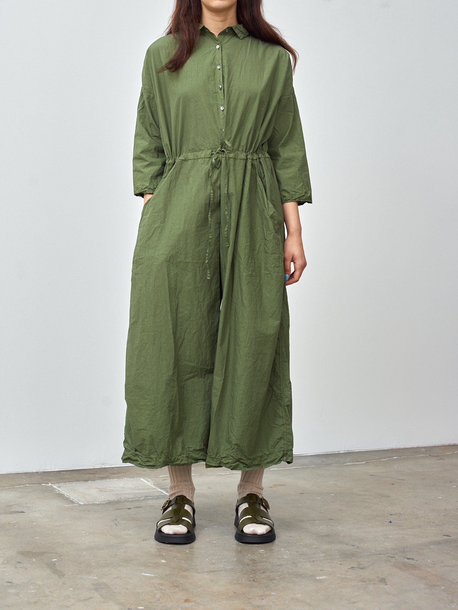 Namu Shop - Album di Famiglia Oversized Collar Jumpsuit TC - Green Lawn