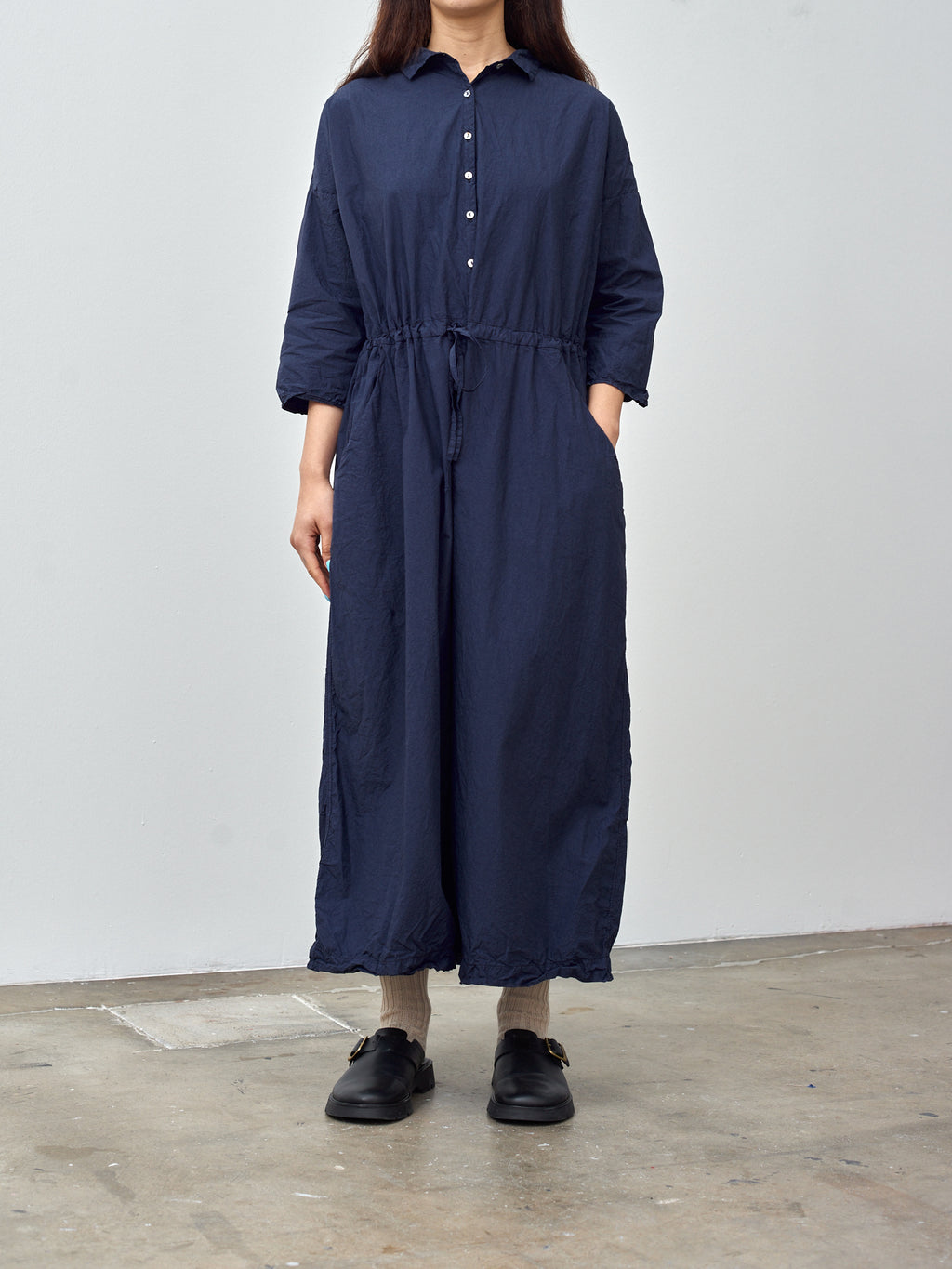 Namu Shop - Album di Famiglia Oversized Collar Jumpsuit TC - Navy