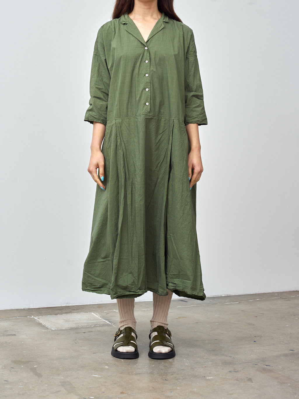 Namu Shop - Album di Famiglia Tailored Collar Dress TC - Green Lawn