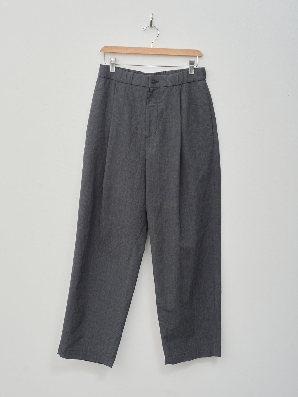 Namu Shop - Aton Wool Washi Tropical Wide Pants - Charcoal