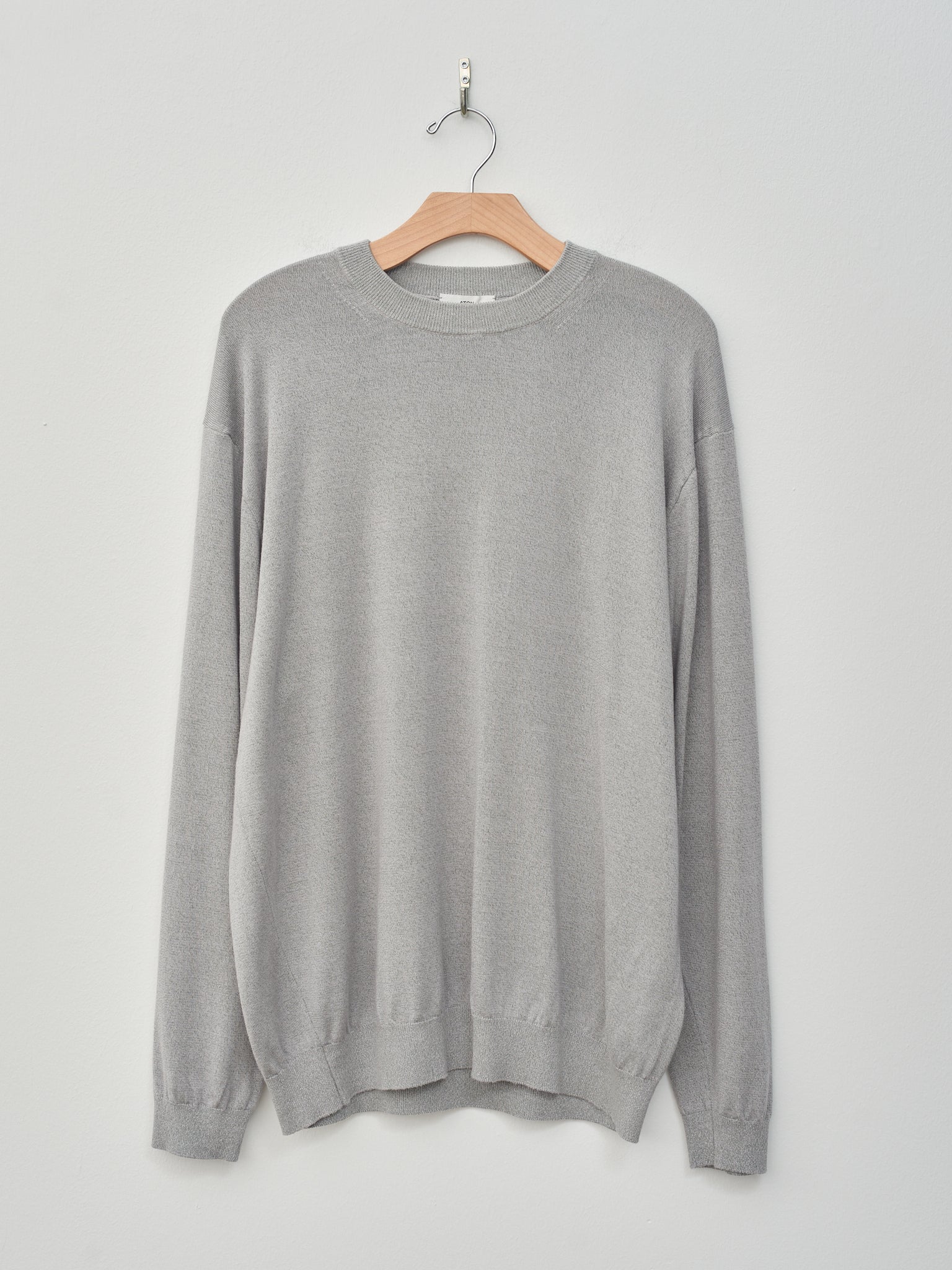 Namu Shop - Aton Garment Dyed Silk Washi Crewneck Sweater - Gray