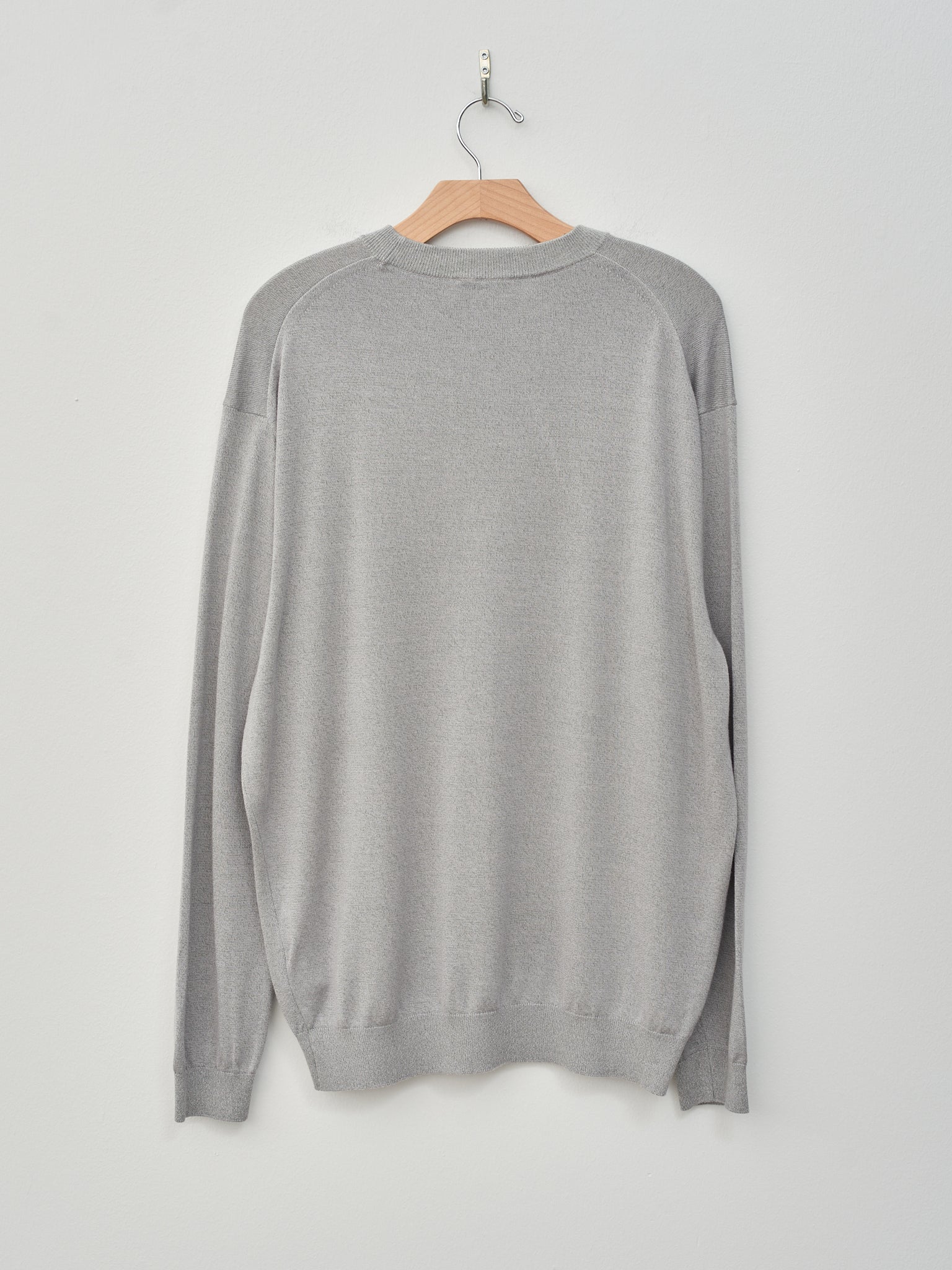 Namu Shop - Aton Garment Dyed Silk Washi Crewneck Sweater - Gray