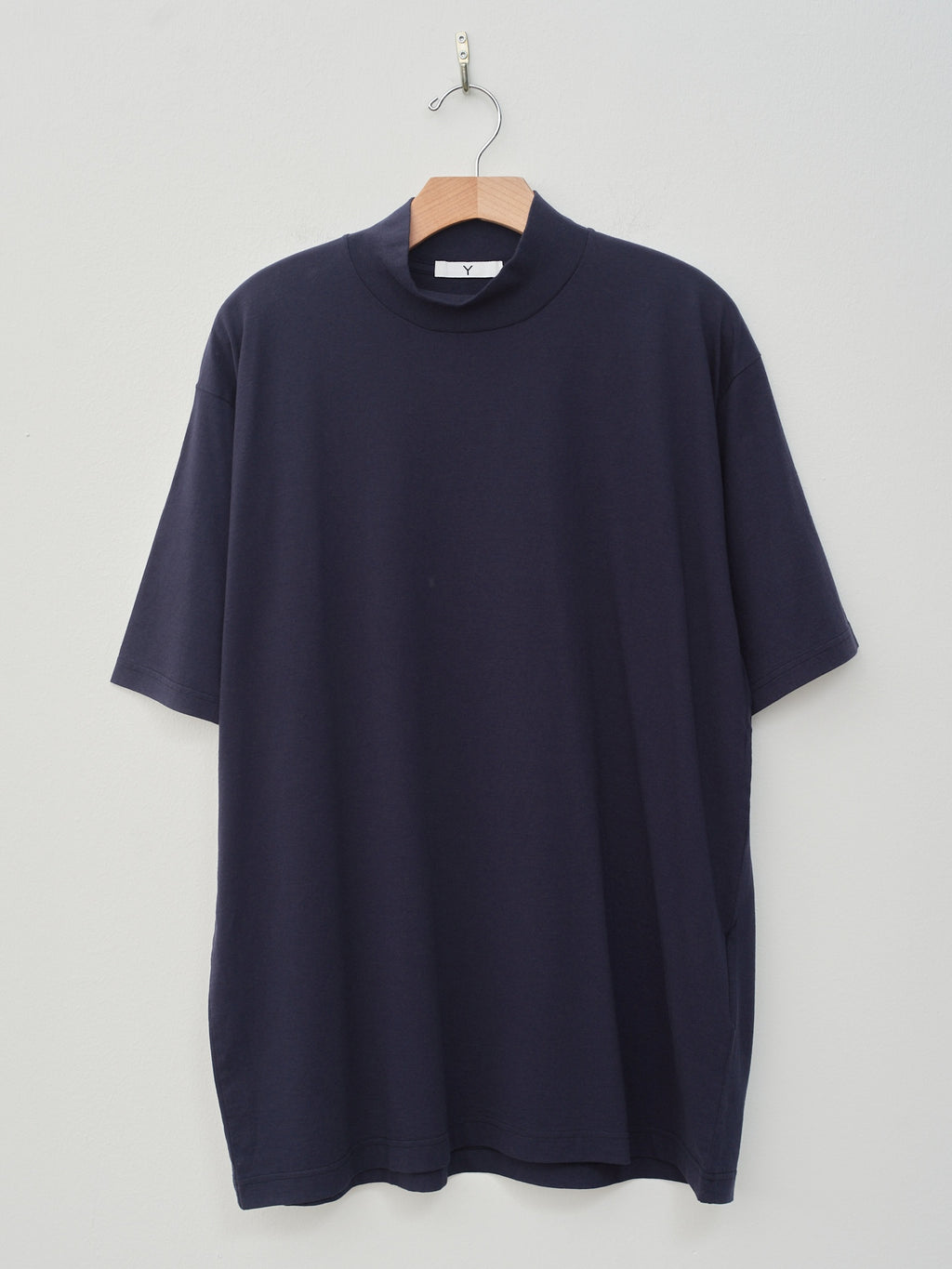 Namu Shop - Y Organic Cotton Jersey Mock Neck S/S Tee - Navy