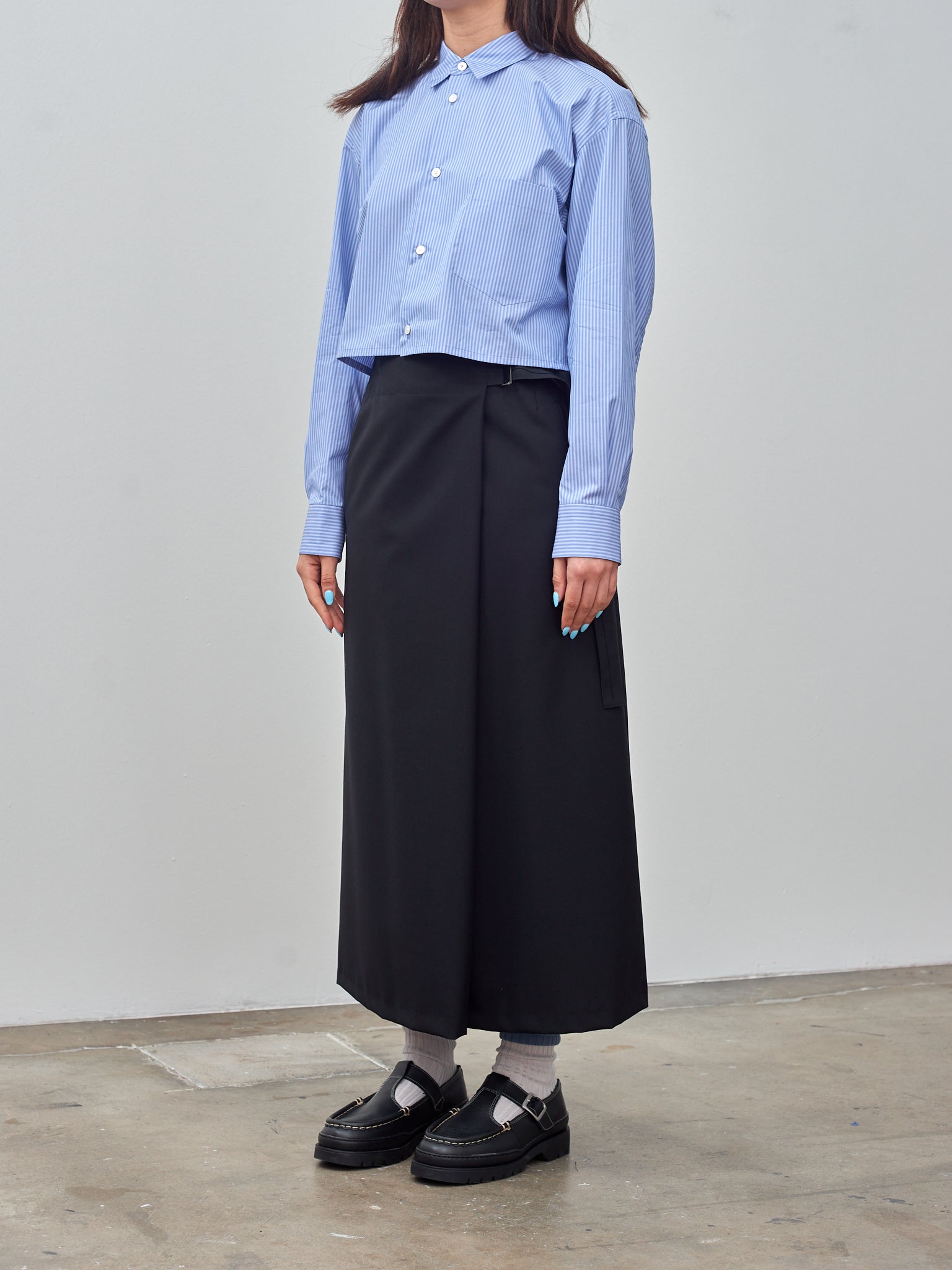 Namu Shop - Aton Wool Tropical Washed Skirt - Black