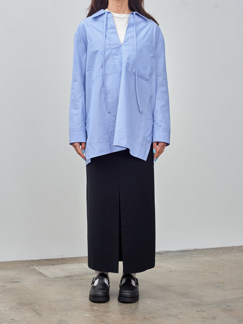 Namu Shop - Yleve Cotton Typewriter P/O Tunic Shirt - Stripe