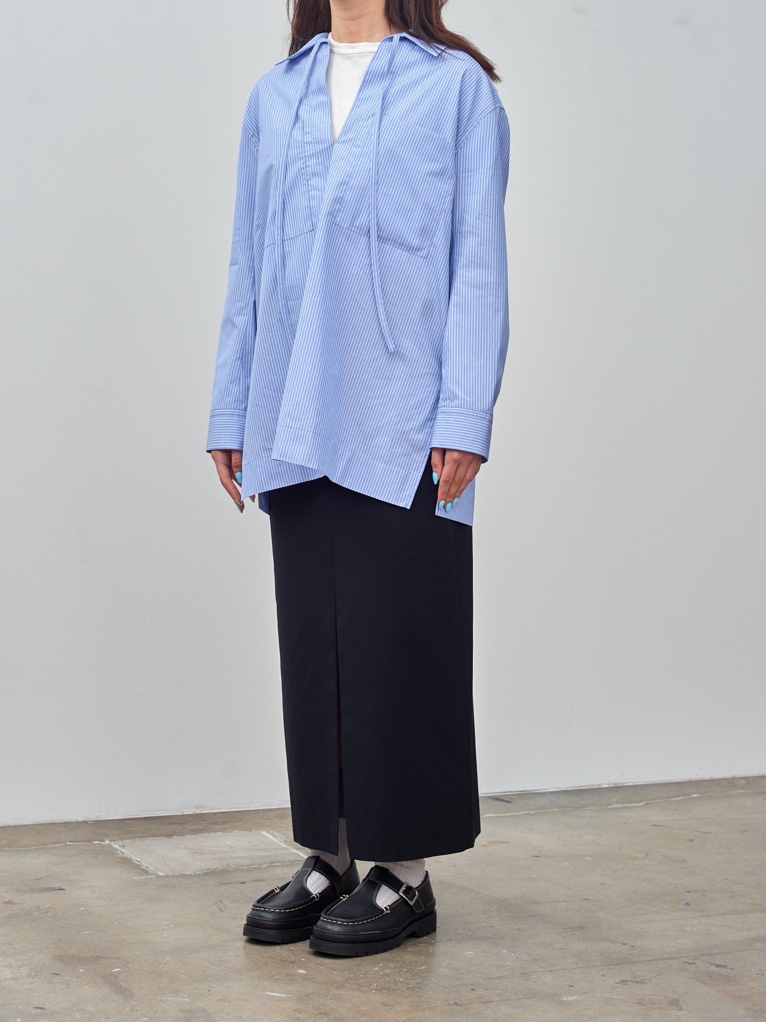 Namu Shop - Yleve Cotton Typewriter P/O Tunic Shirt - Stripe