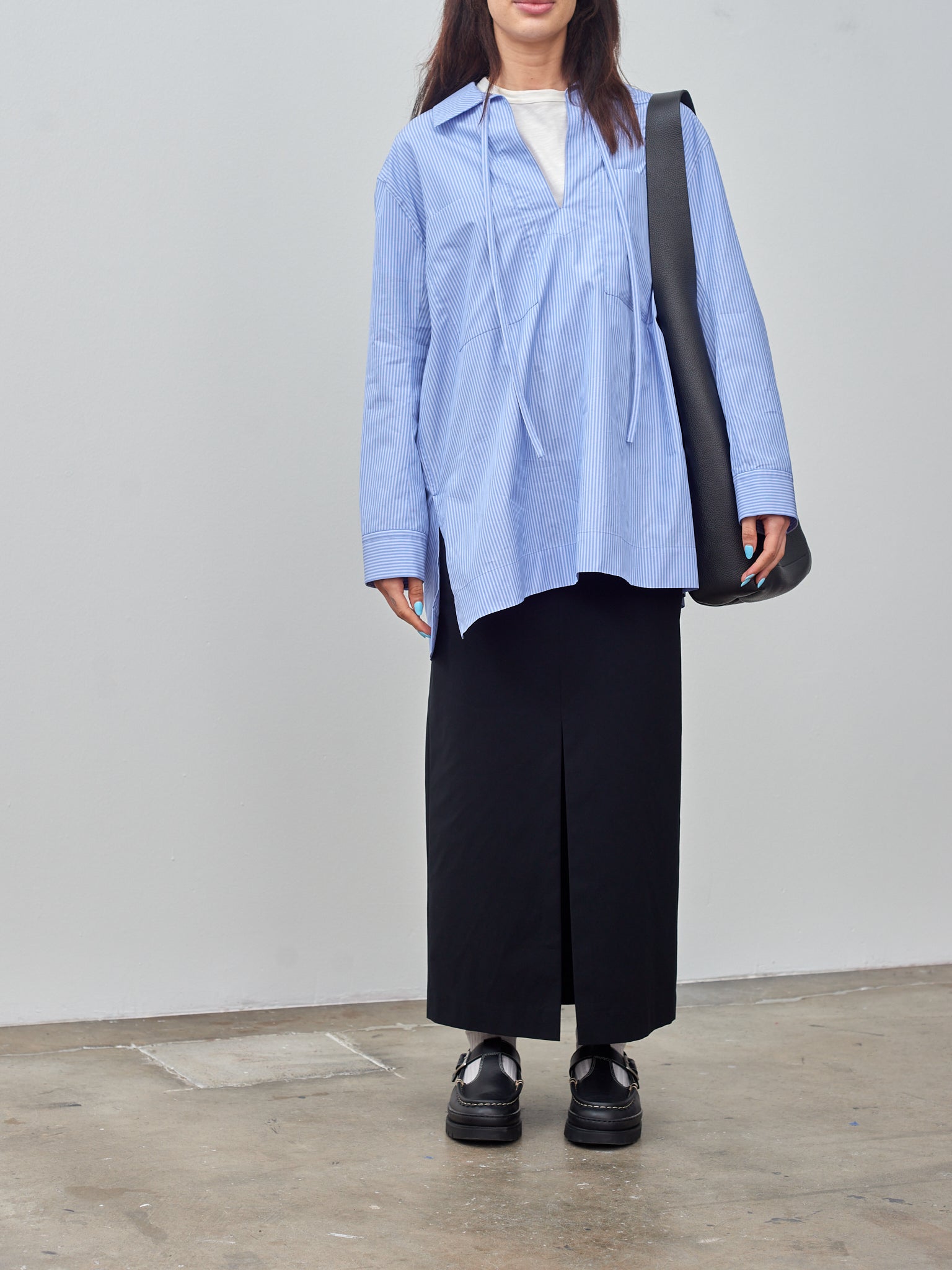 Namu Shop - Yleve Cotton Typewriter P/O Tunic Shirt - Stripe