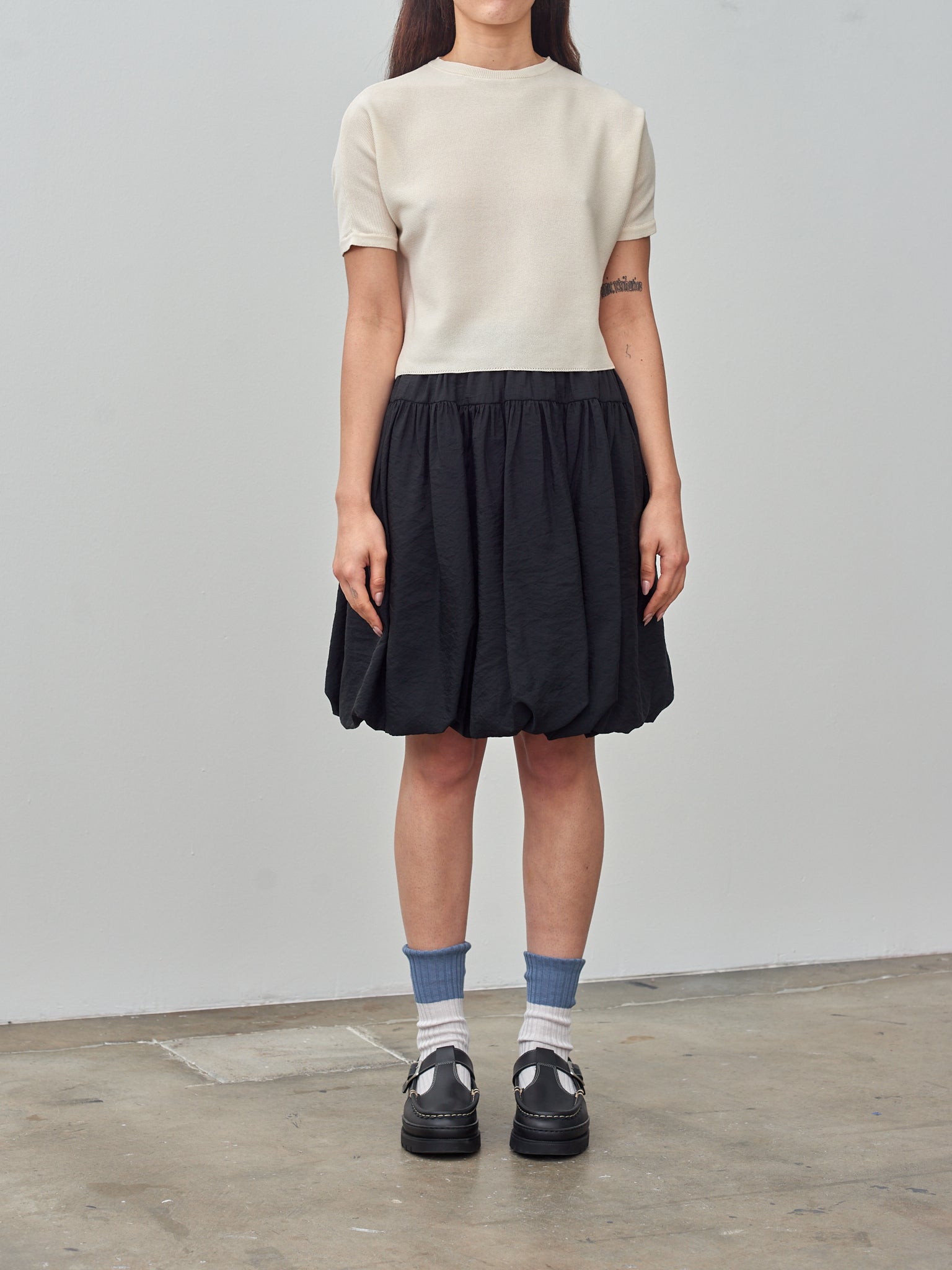 Namu Shop - Sara Lanzi Knitted Light Cotton T-Shirt - Milk