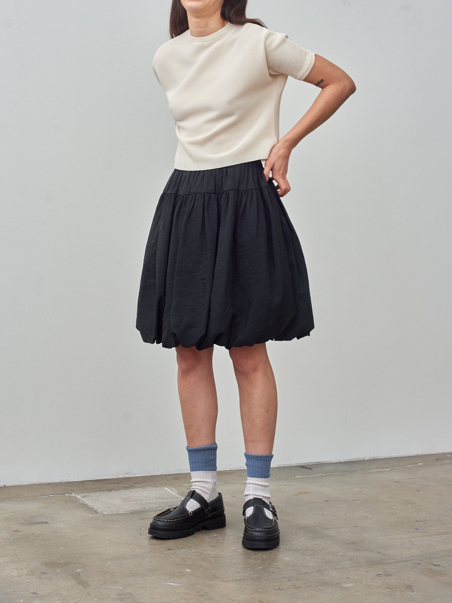 Namu Shop - Sara Lanzi Knitted Light Cotton T-Shirt - Milk