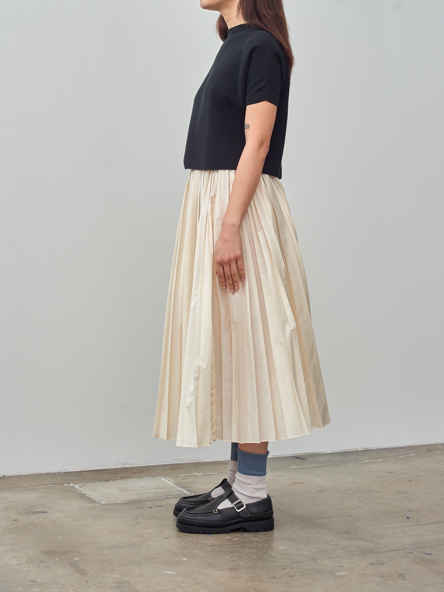 Namu Shop - Sara Lanzi Knitted Light Cotton T-Shirt - Black